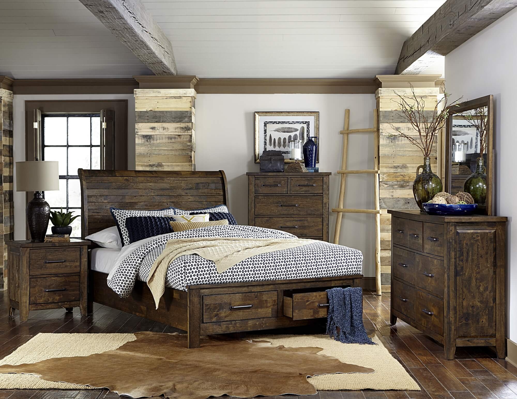 Jerrick Wood Sleigh Storage Bed, California King Size
