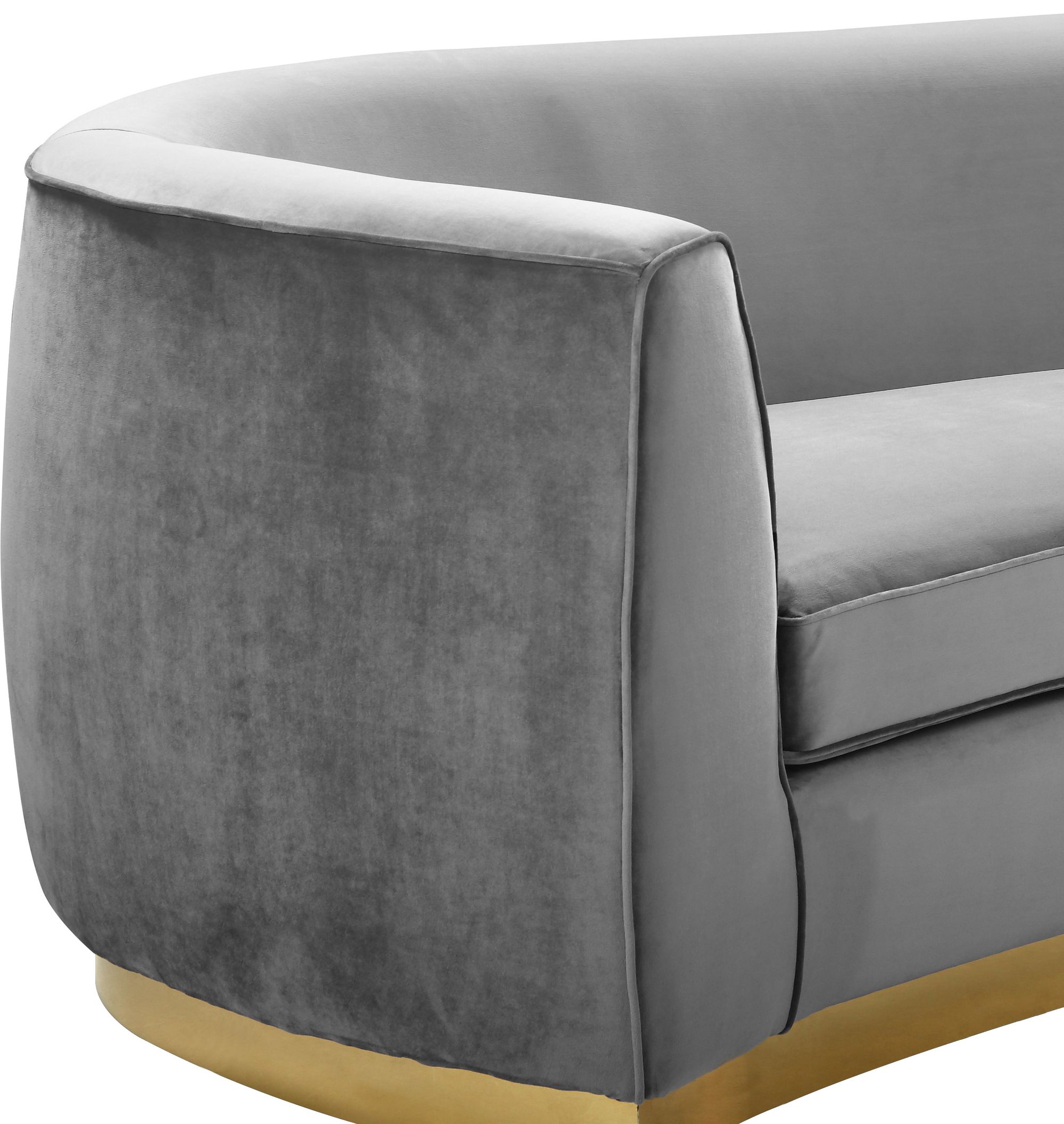 Julian Velvet Loveseat with Gold Stainless Steel Base