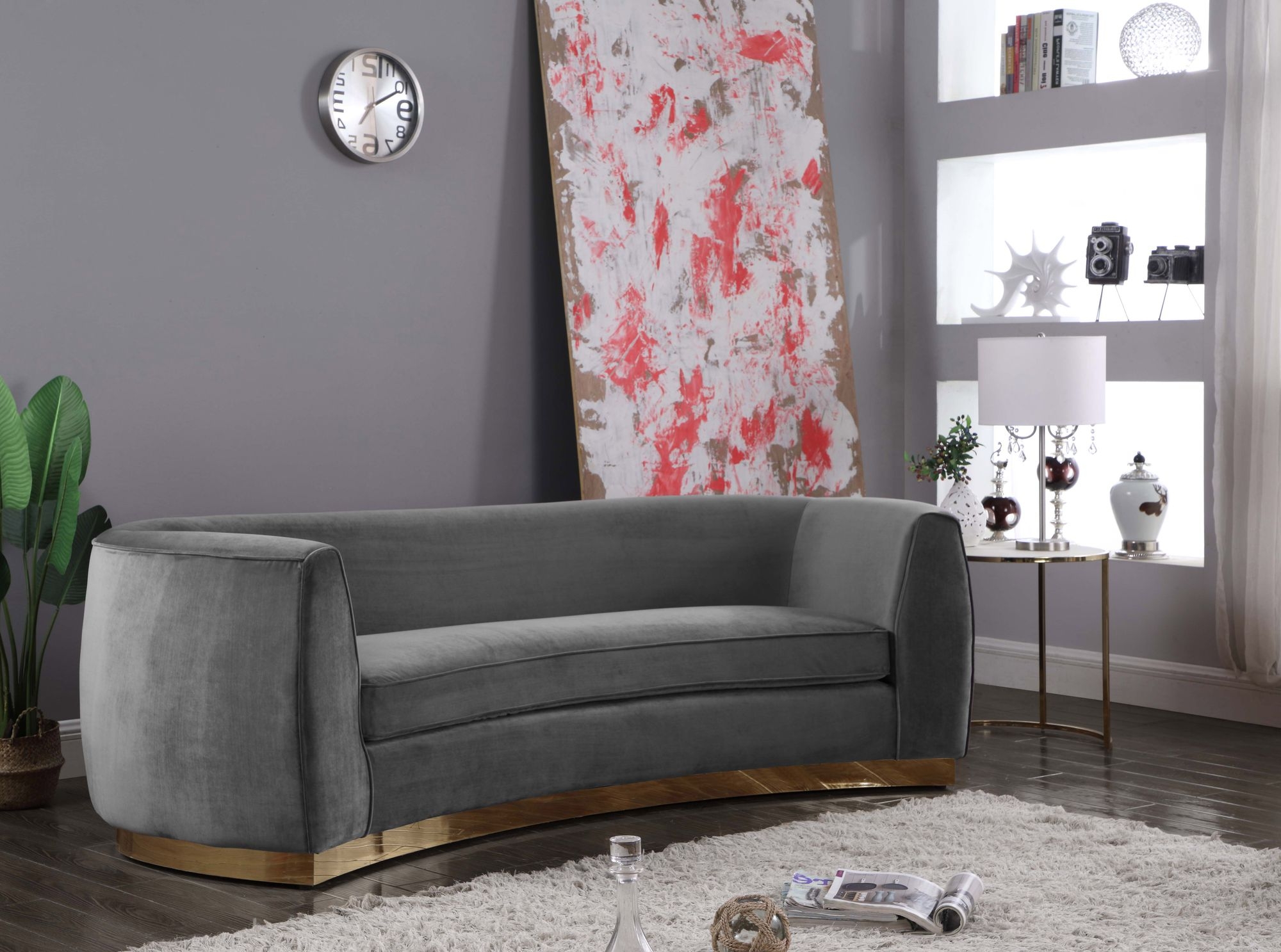 Julian Velvet Sofa with Stainless Steel Base