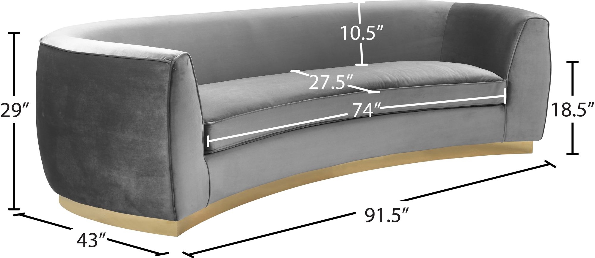 Julian Velvet Sofa with Stainless Steel Base