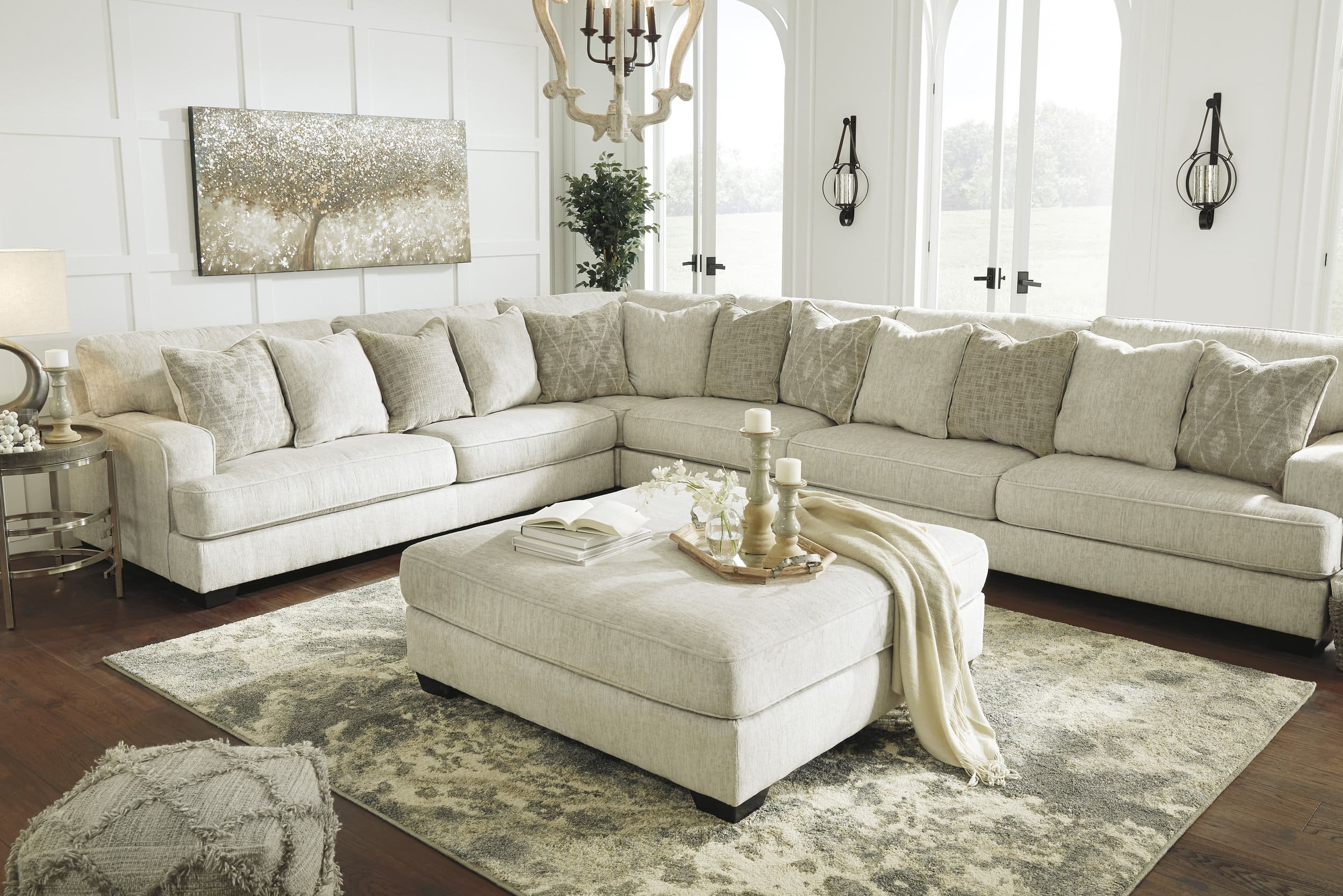 Rawcliffe 40" Square Oversized Accent Ottoman - Parchment Cream