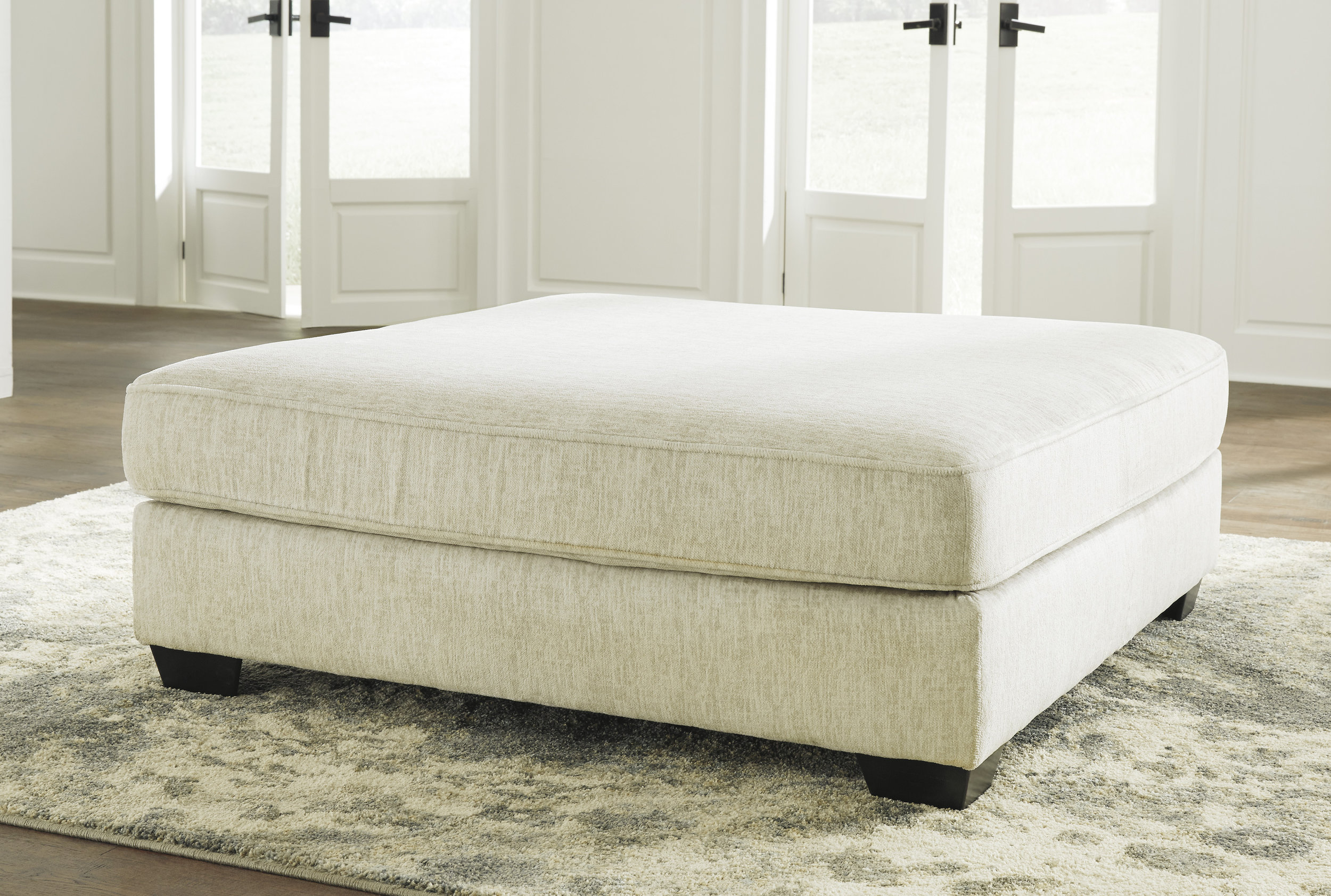 Rawcliffe 40" Square Oversized Accent Ottoman - Parchment Cream