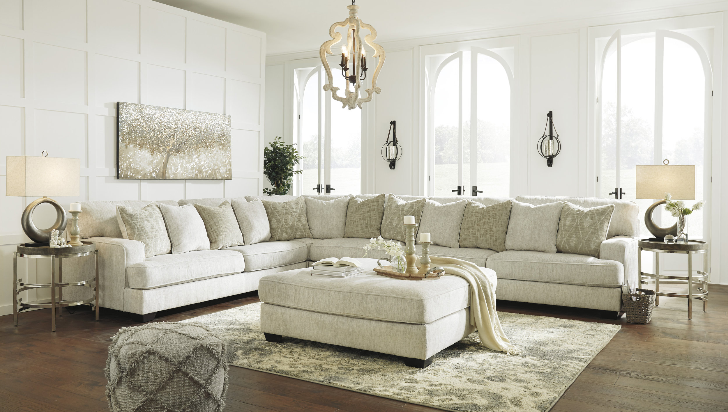 Rawcliffe 40" Square Oversized Accent Ottoman - Parchment Cream
