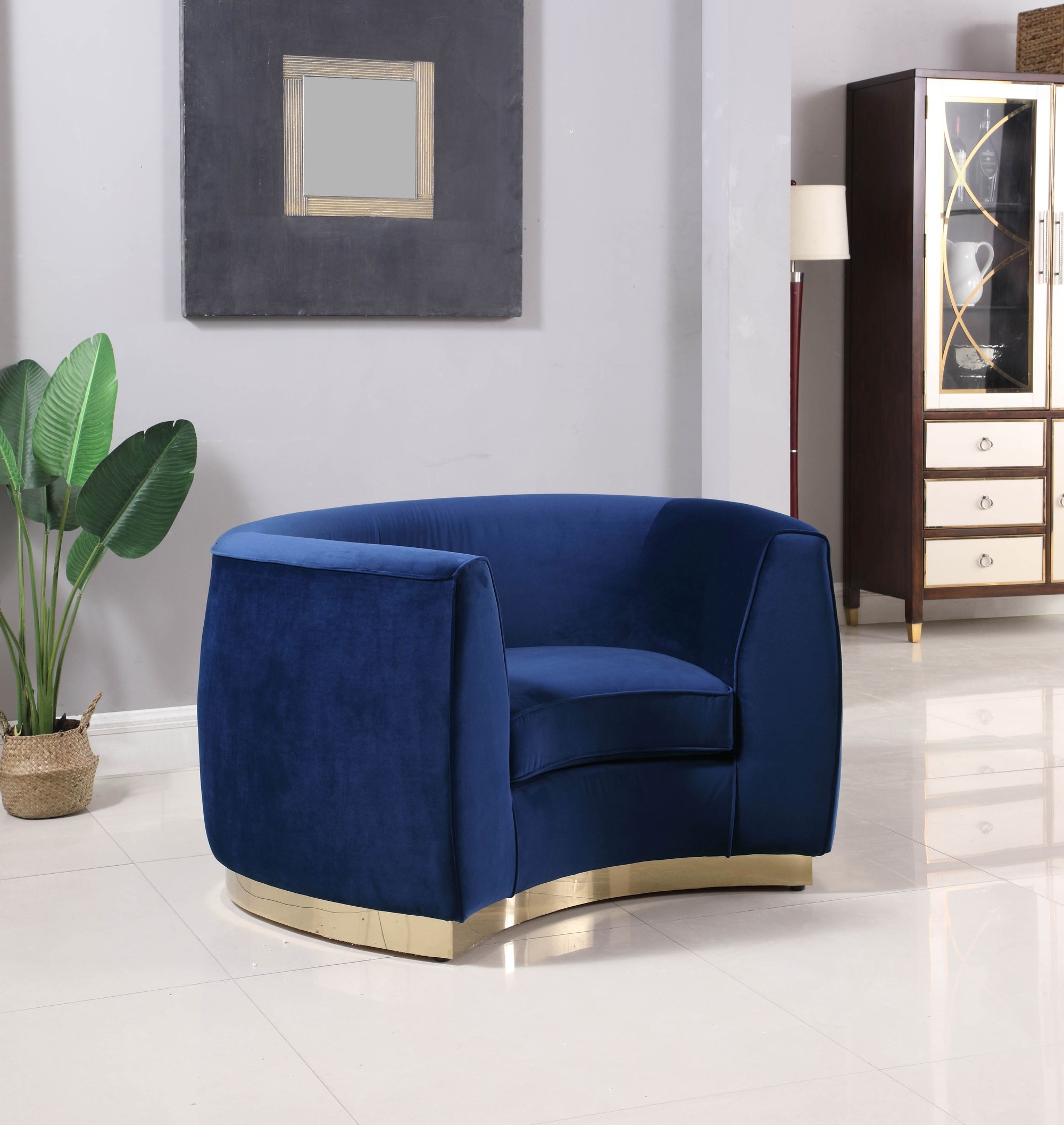 Julian Velvet Chair with Stainless Steel Base