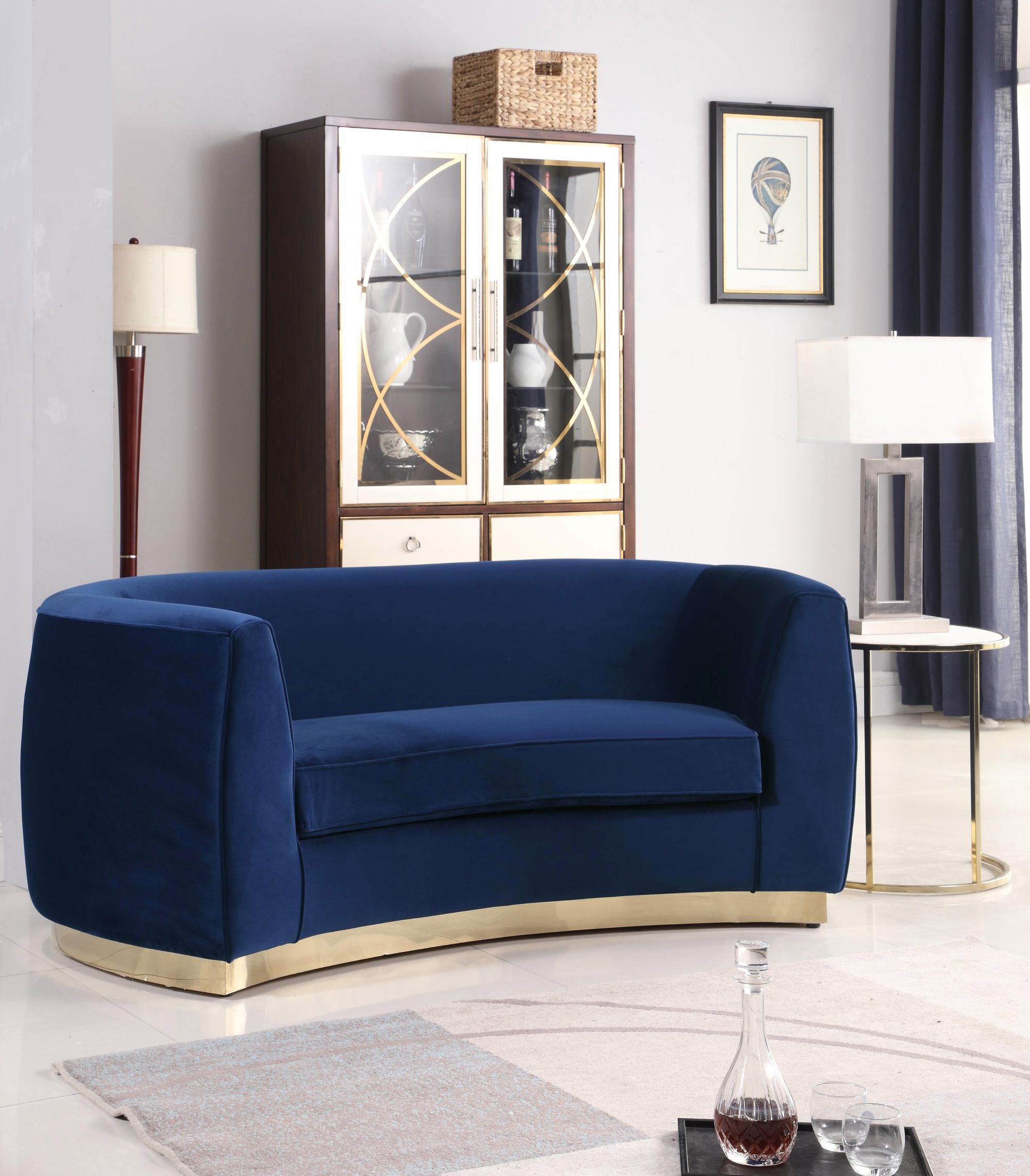 Julian Velvet Loveseat with Stainless Steel Base