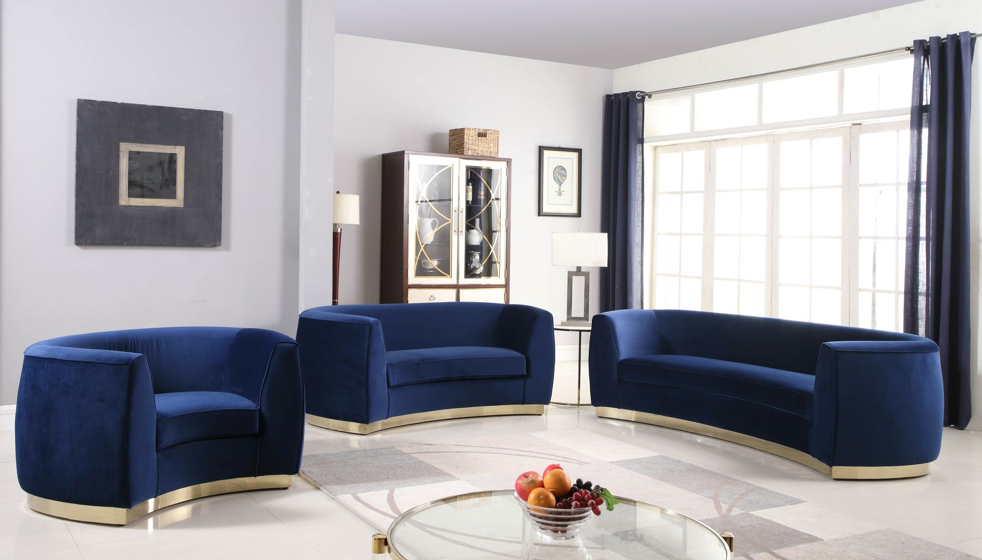 Julian Velvet Loveseat with Stainless Steel Base