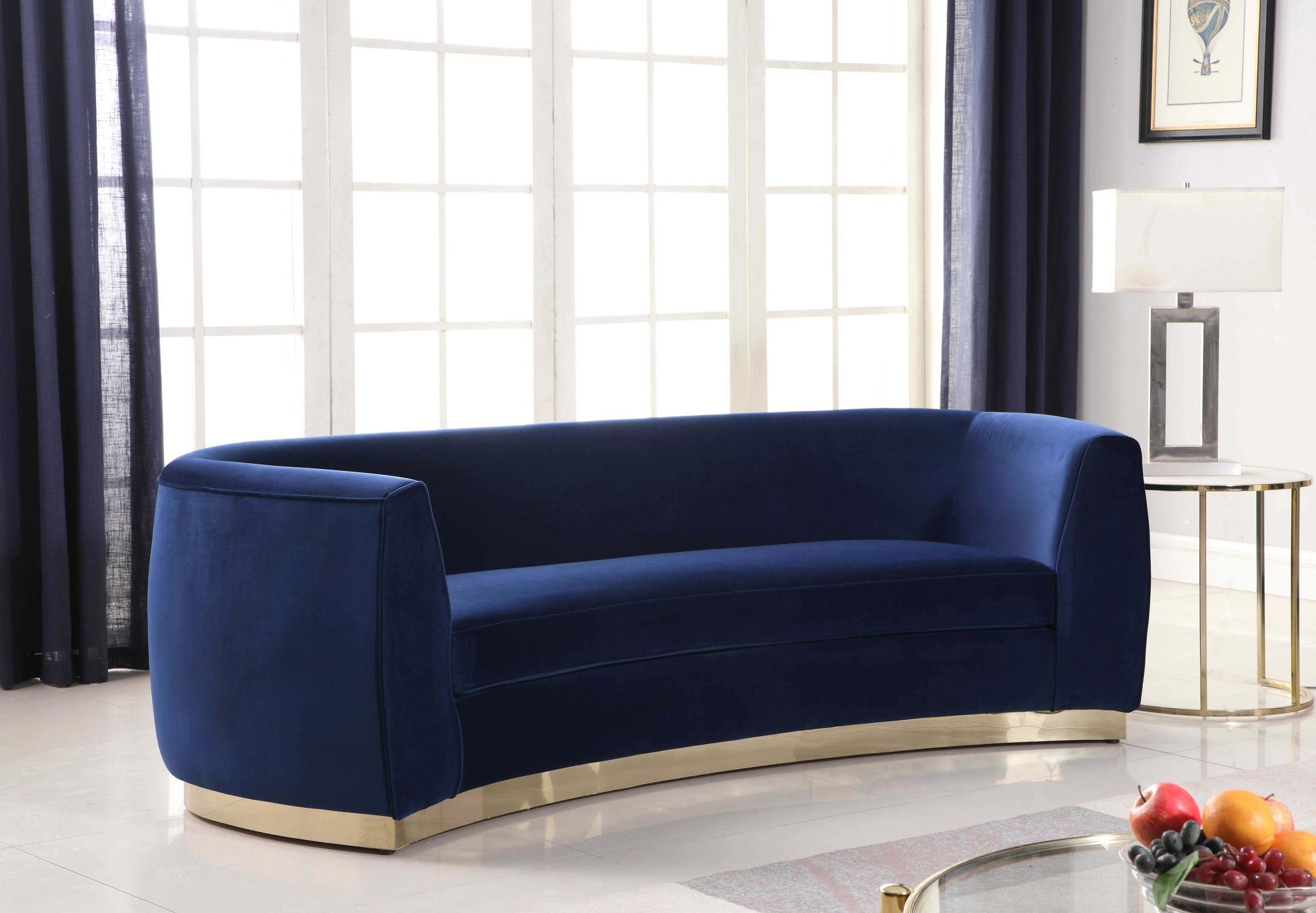 Julian Velvet Sofa with Stainless Steel Base