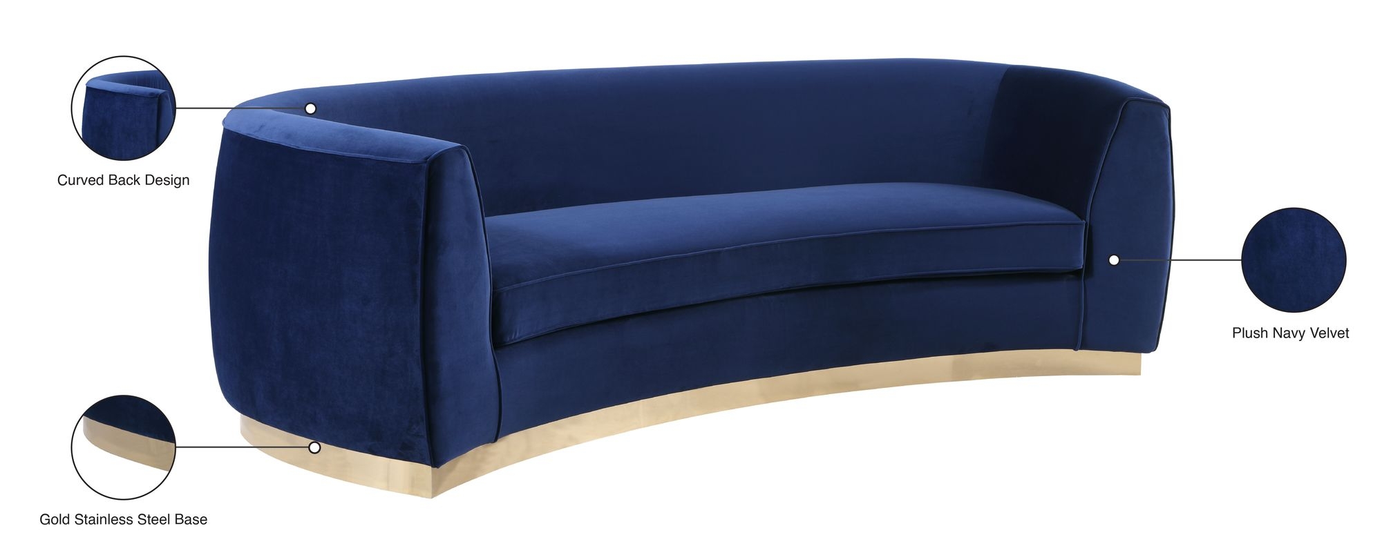 Julian Velvet Sofa with Stainless Steel Base