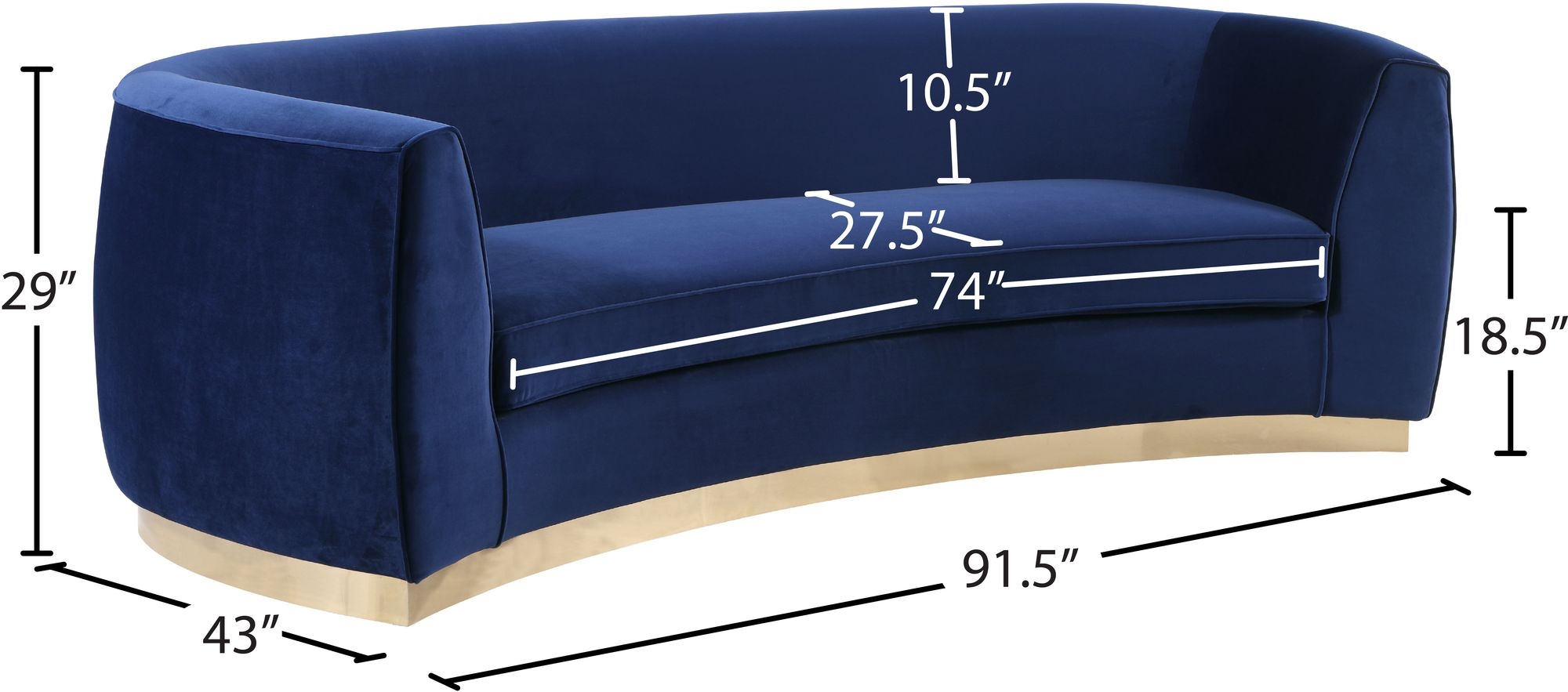 Julian Velvet Sofa with Stainless Steel Base