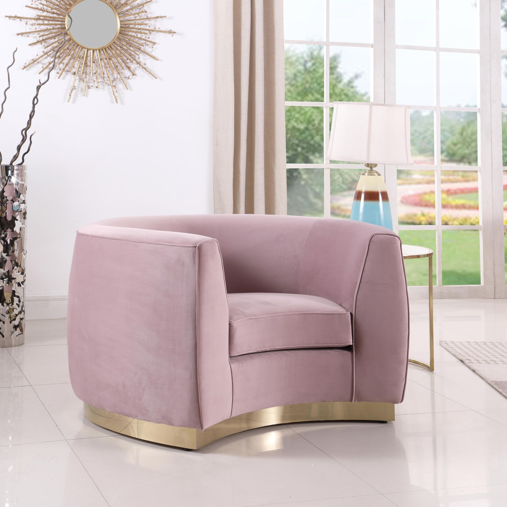 Julian Velvet Chair with Stainless Steel Base