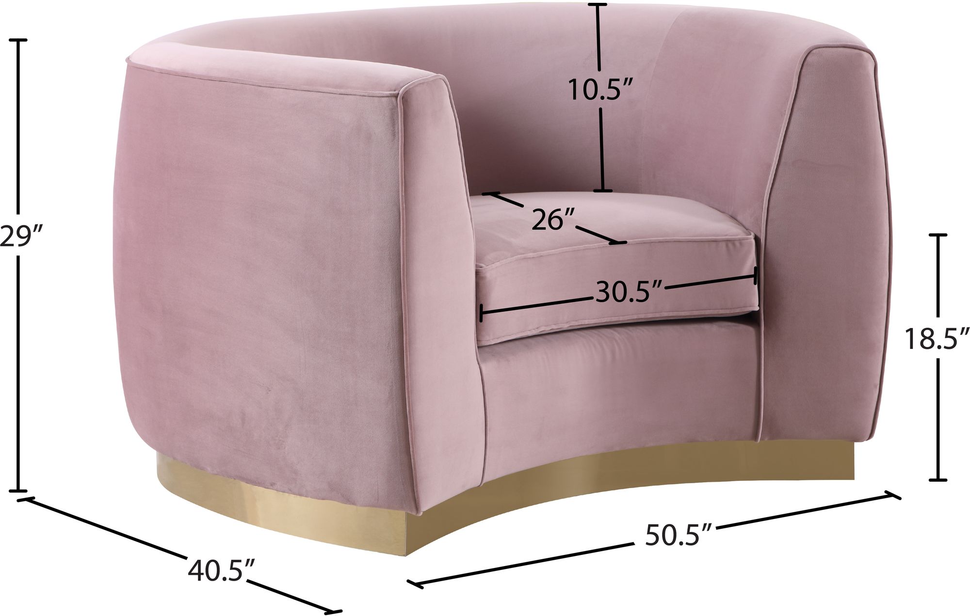 Julian Velvet Chair with Gold Stainless Steel Base