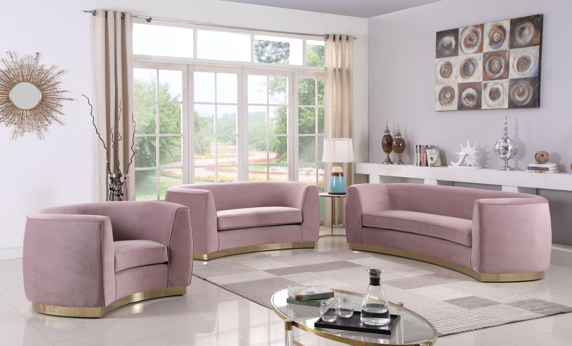 Julian Velvet Loveseat with Stainless Steel Base