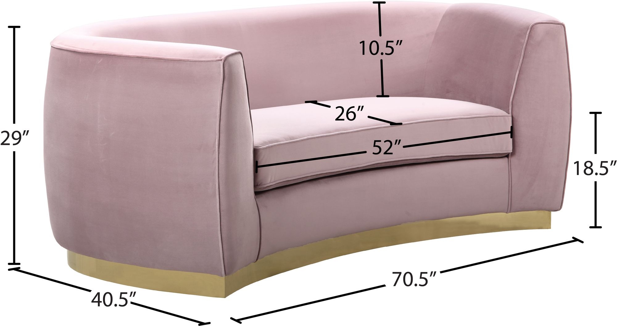 Julian Velvet Loveseat with Stainless Steel Base