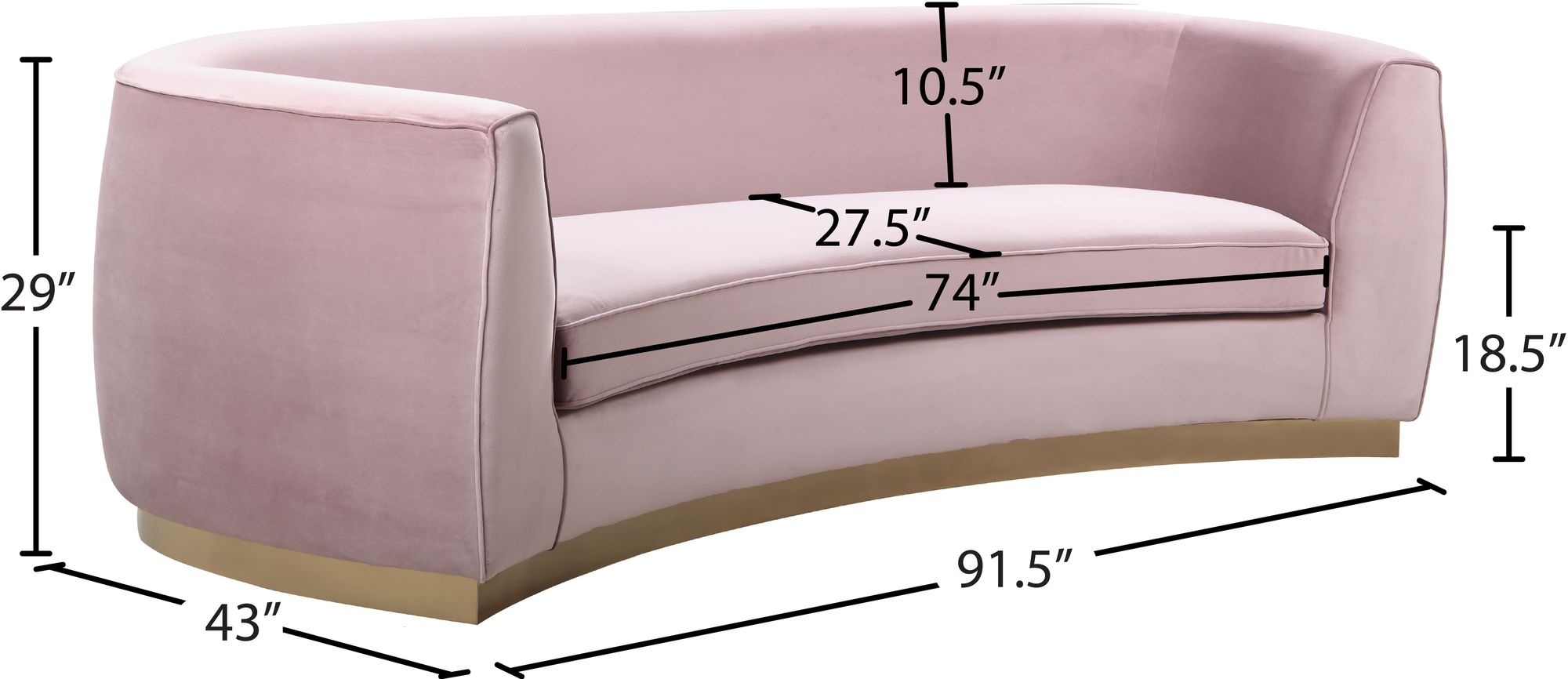 Julian Velvet Sofa with Stainless Steel Base