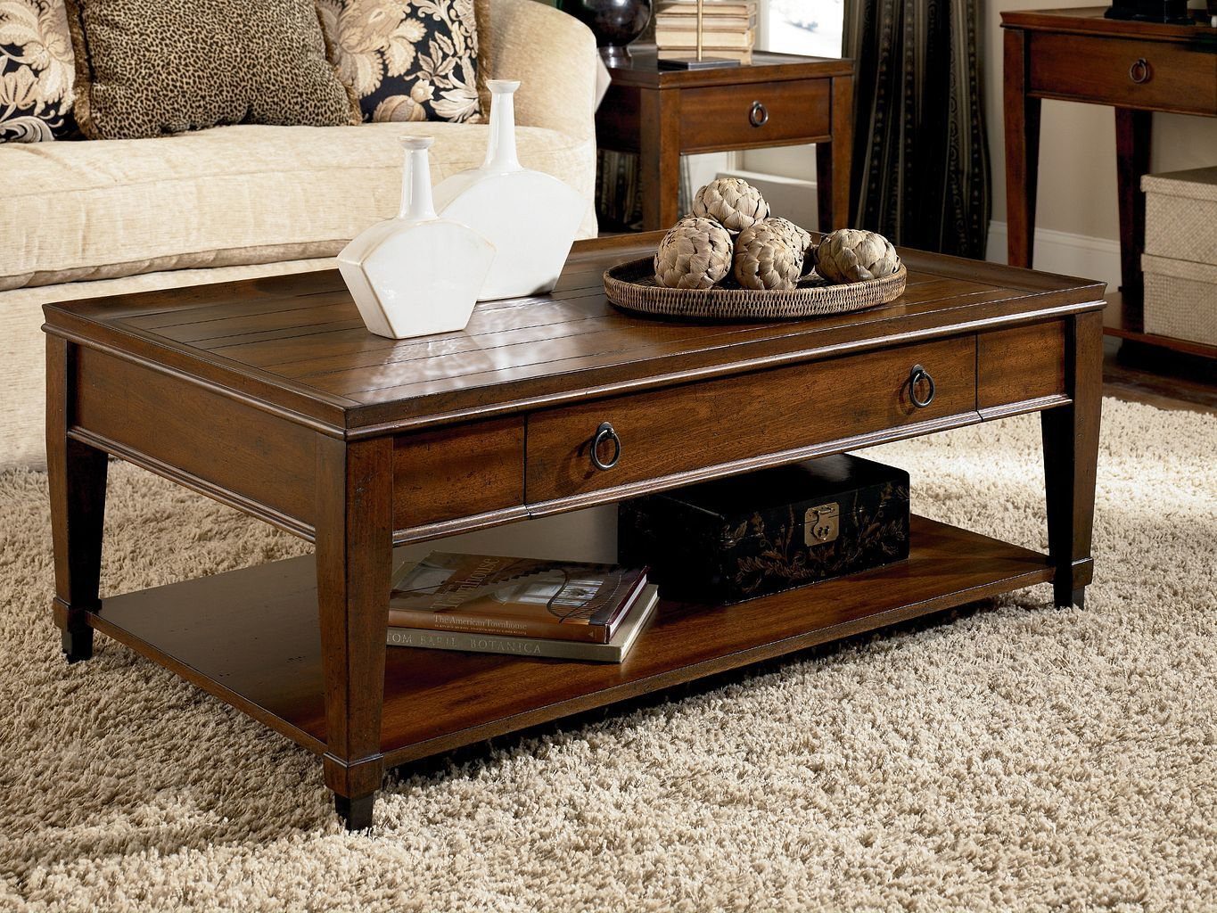Sunset Valley Rectangular Wood Cocktail Table Set