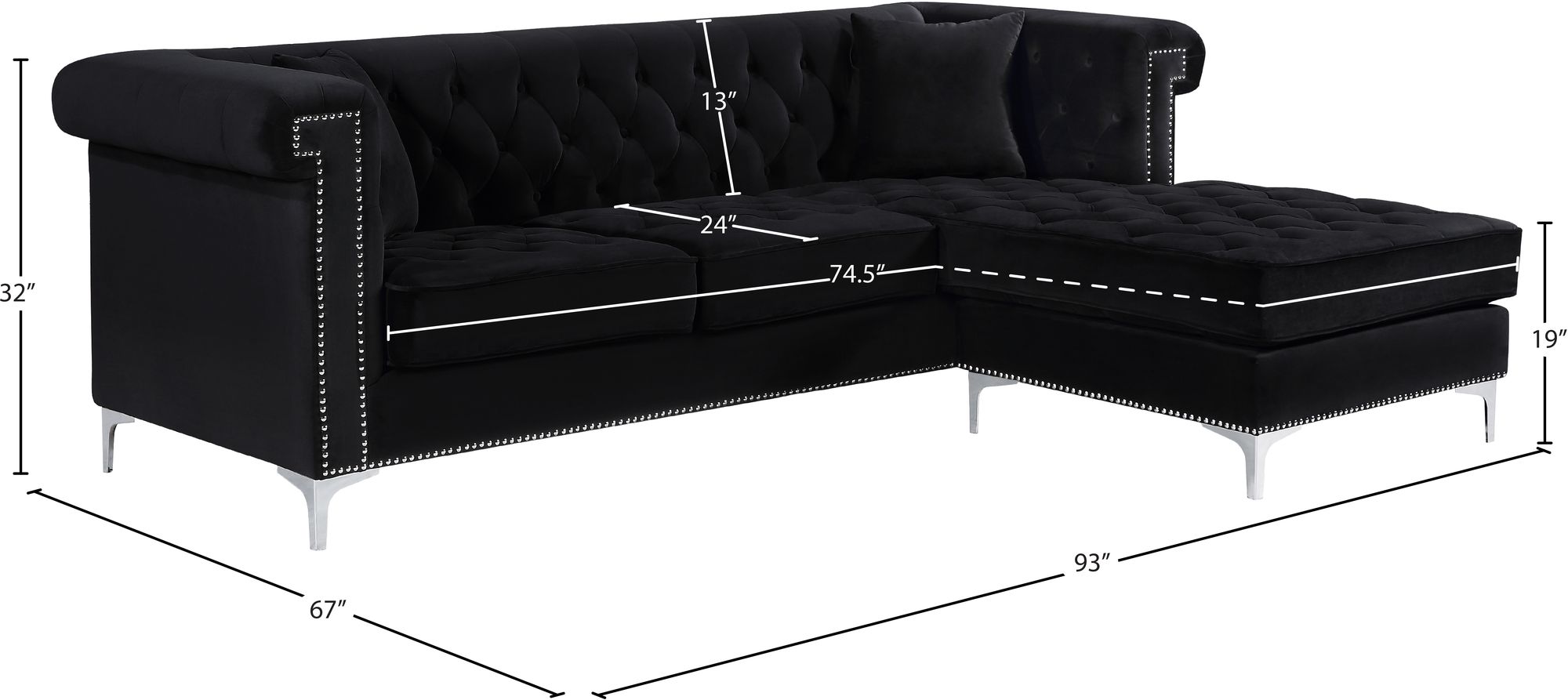 Damian Velvet Reversible Sectional