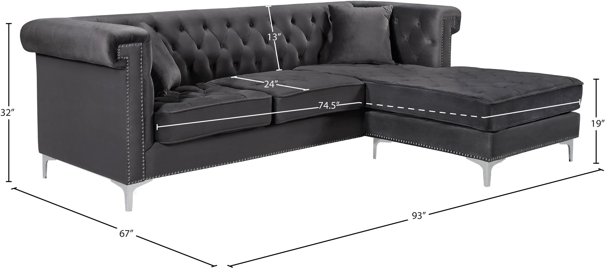 Damian Velvet Reversible Sectional