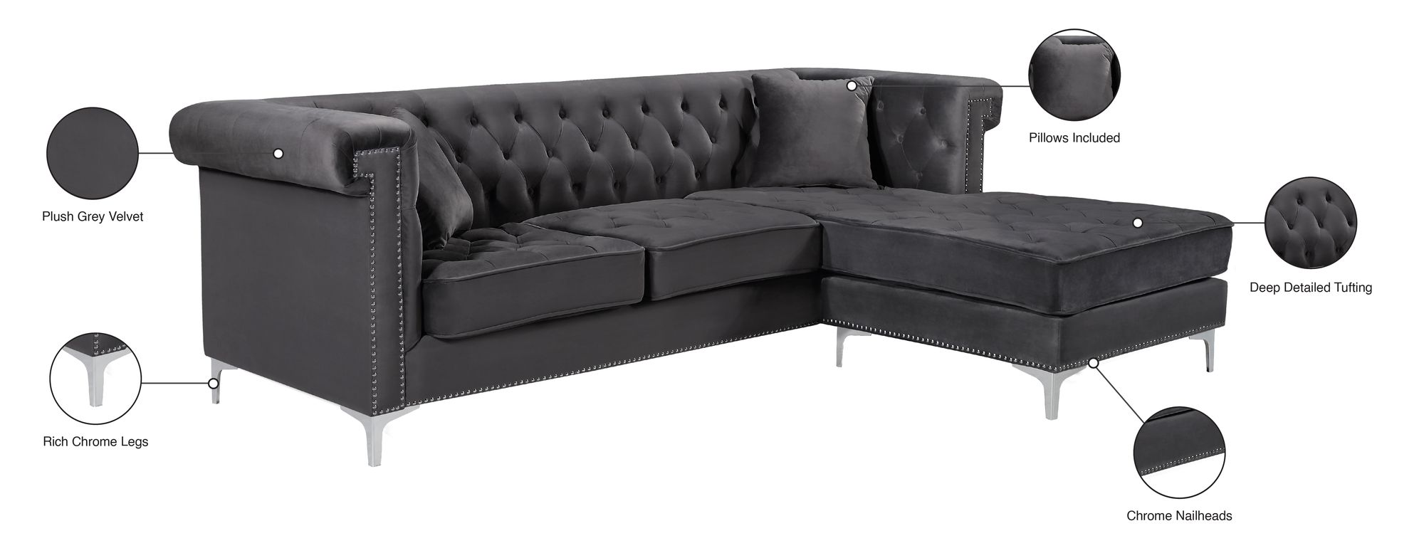 Damian Velvet Reversible Sectional