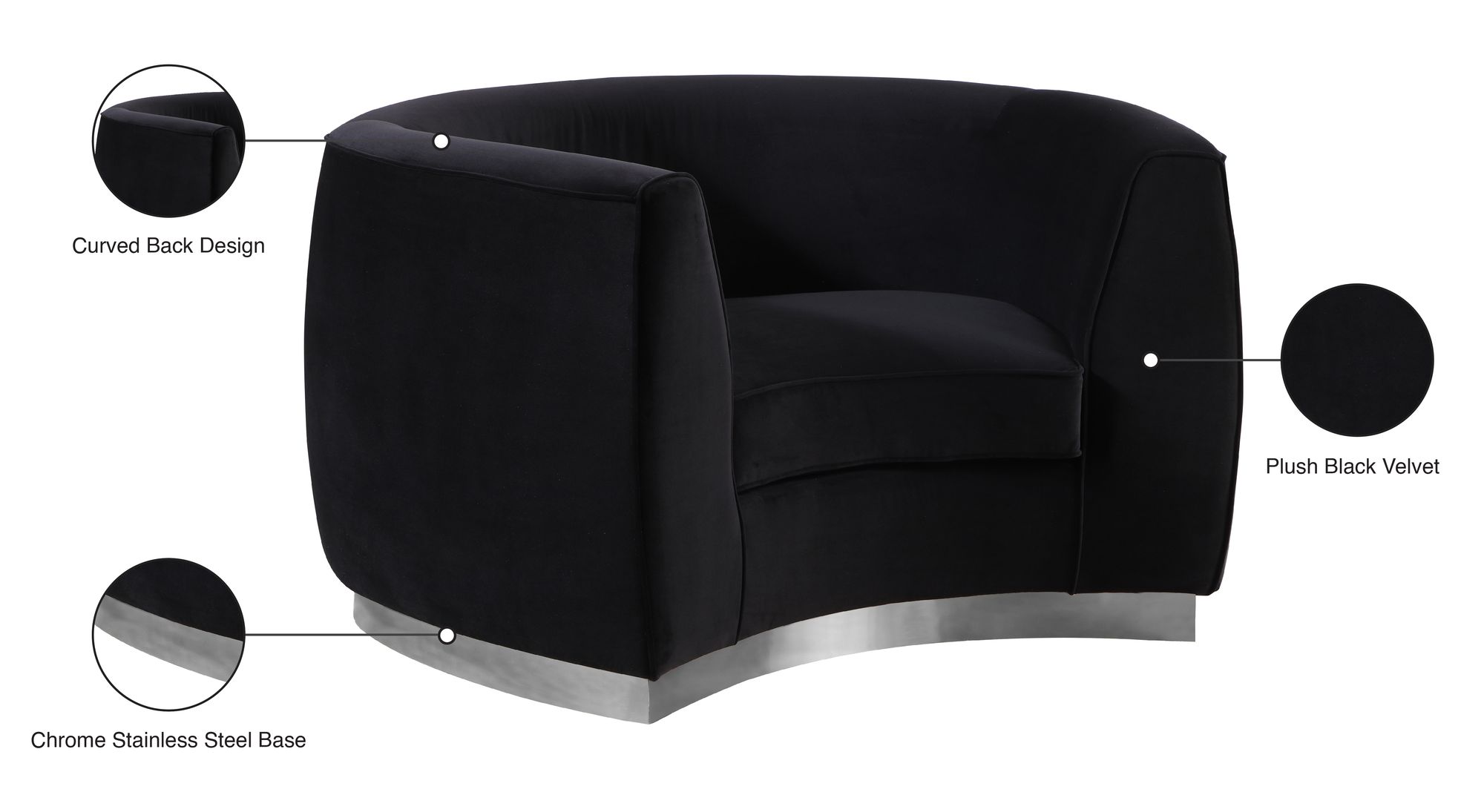 Julian Velvet Chair with Stainless Steel Base