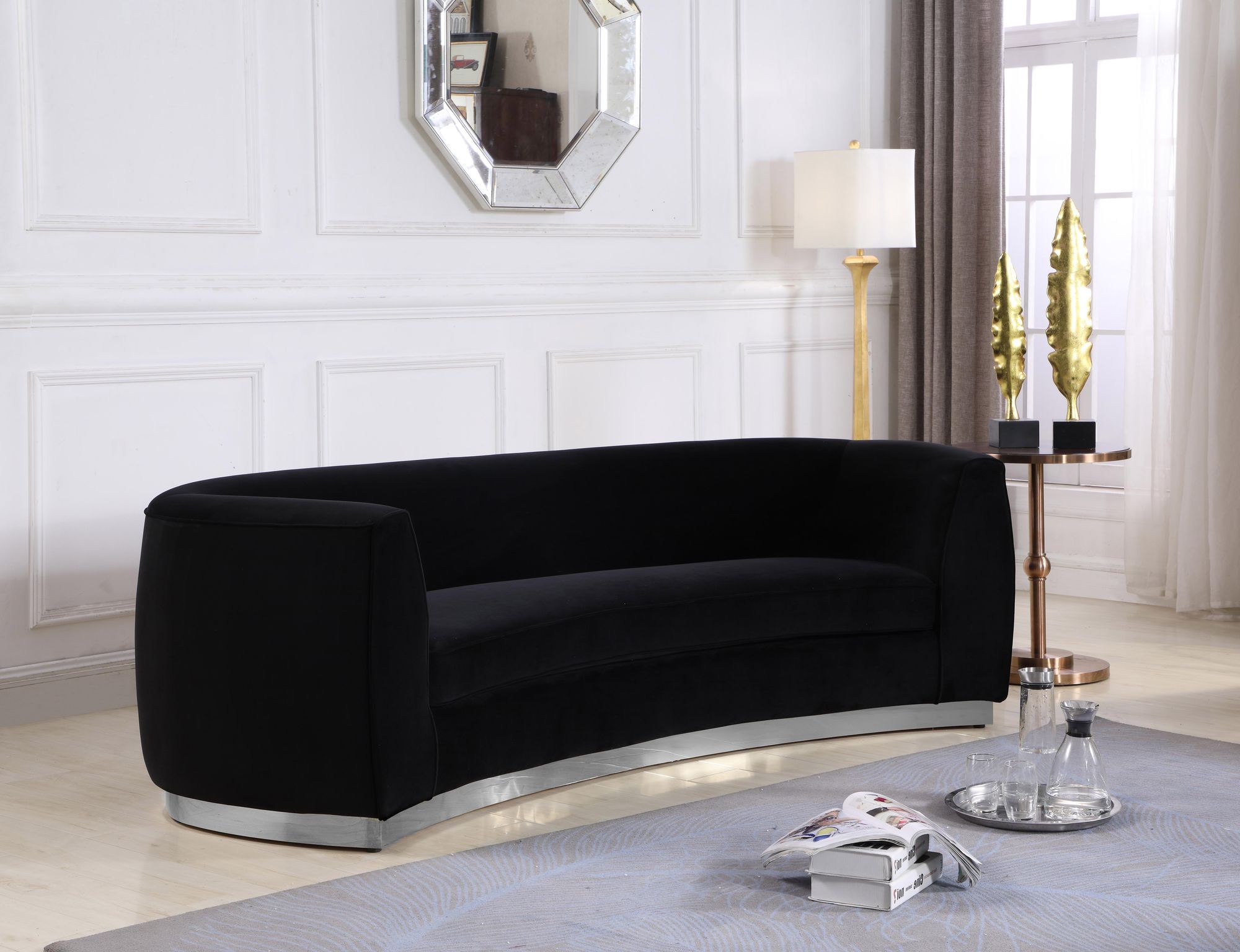 Julian Velvet Sofa with Stainless Steel Base