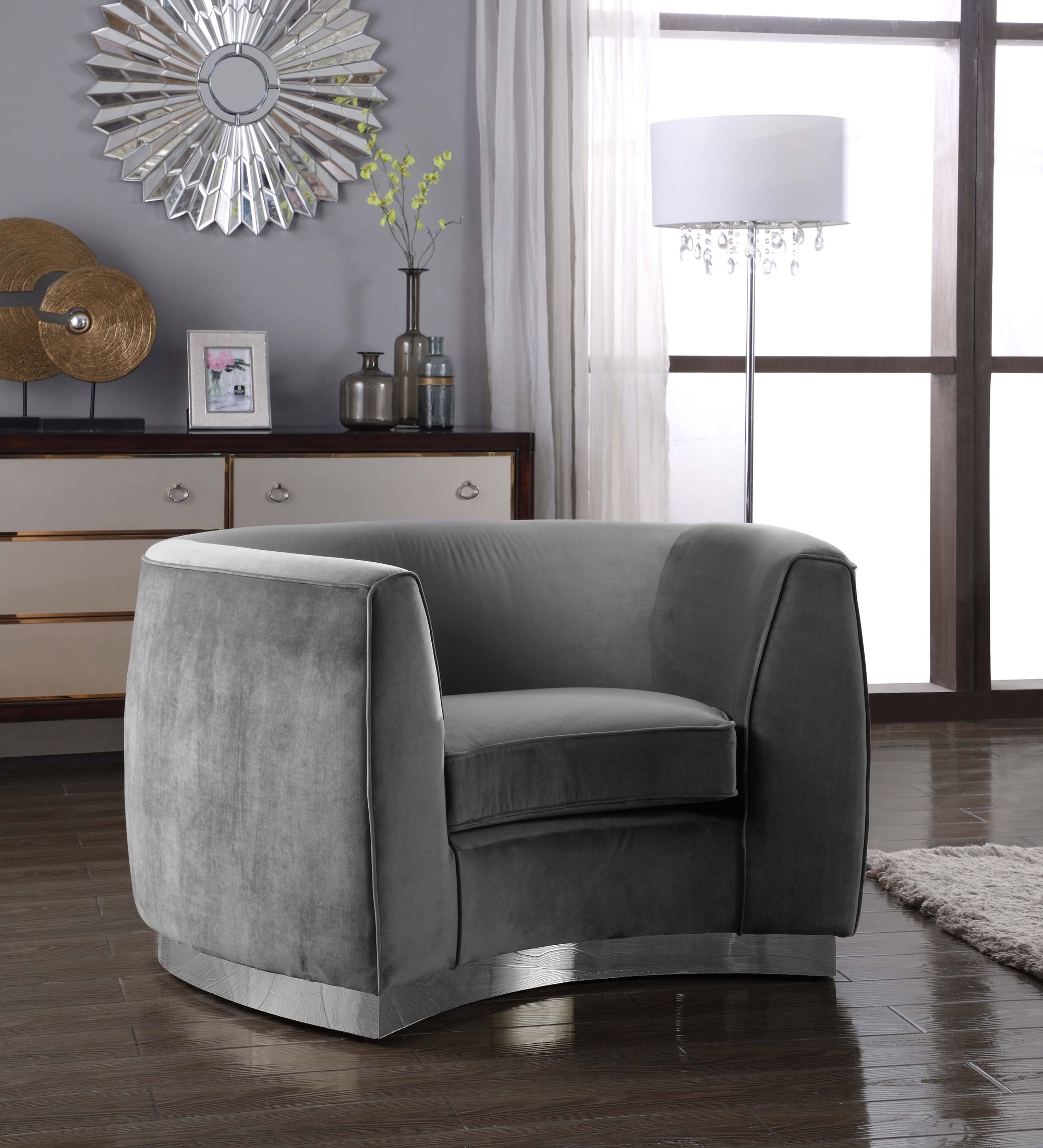 Julian Velvet Chair with Stainless Steel Base