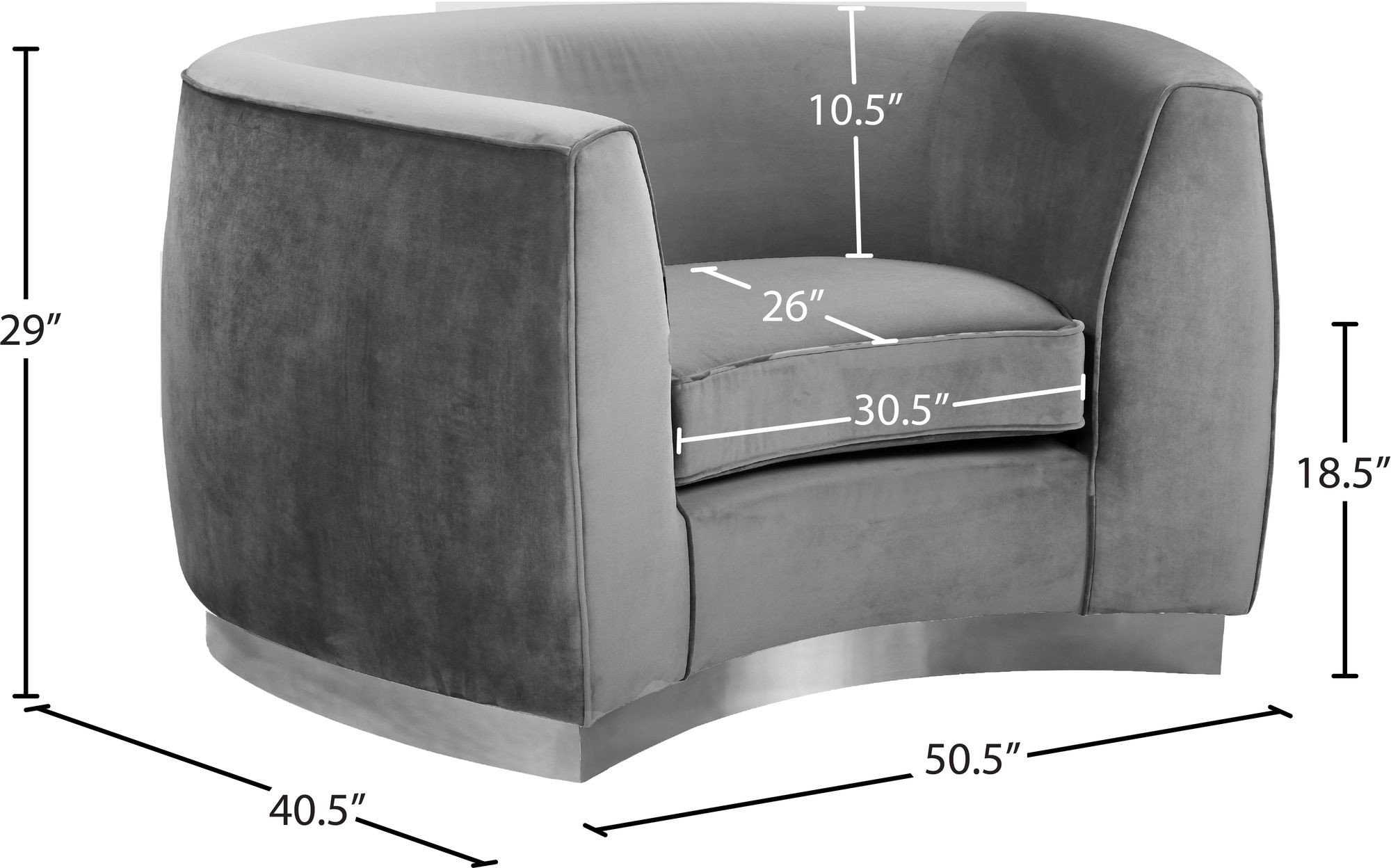 Julian Velvet Chair with Stainless Steel Base