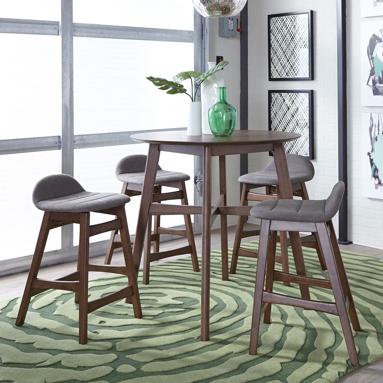 Triangle Dining Set | Space Savers Modern Walnut