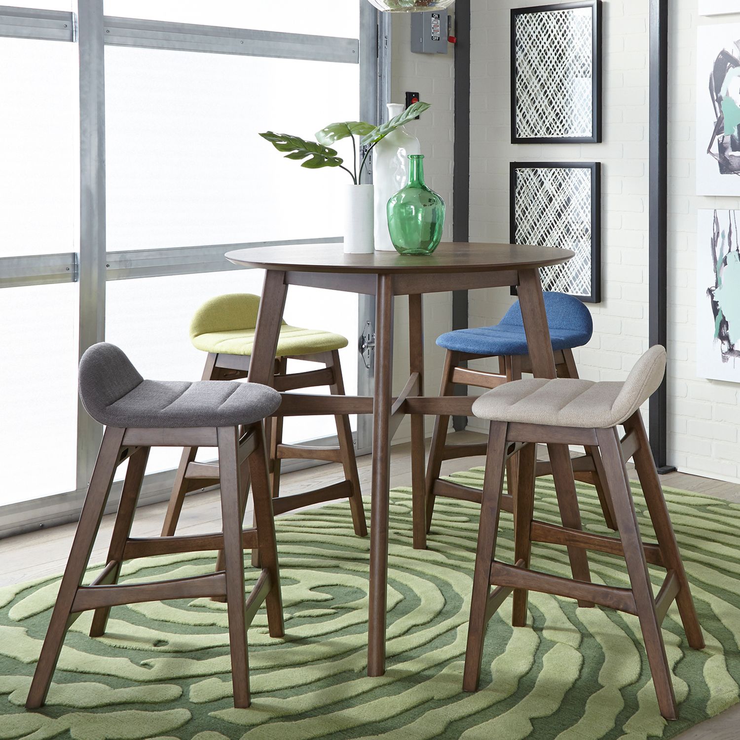 Space Savers 24-Inch Linen/Wood Counter Chair
