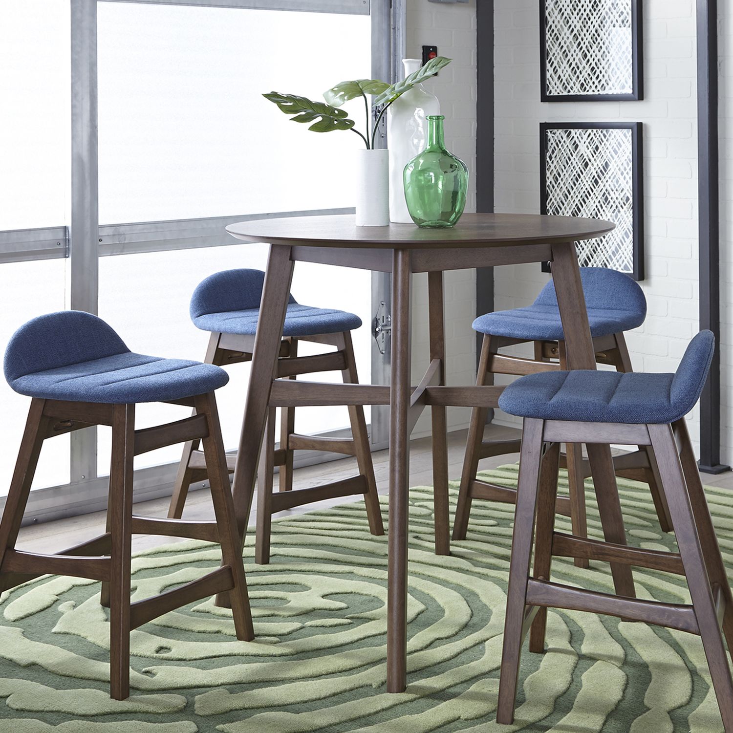 Triangle Dining Set | Space Savers Modern Walnut