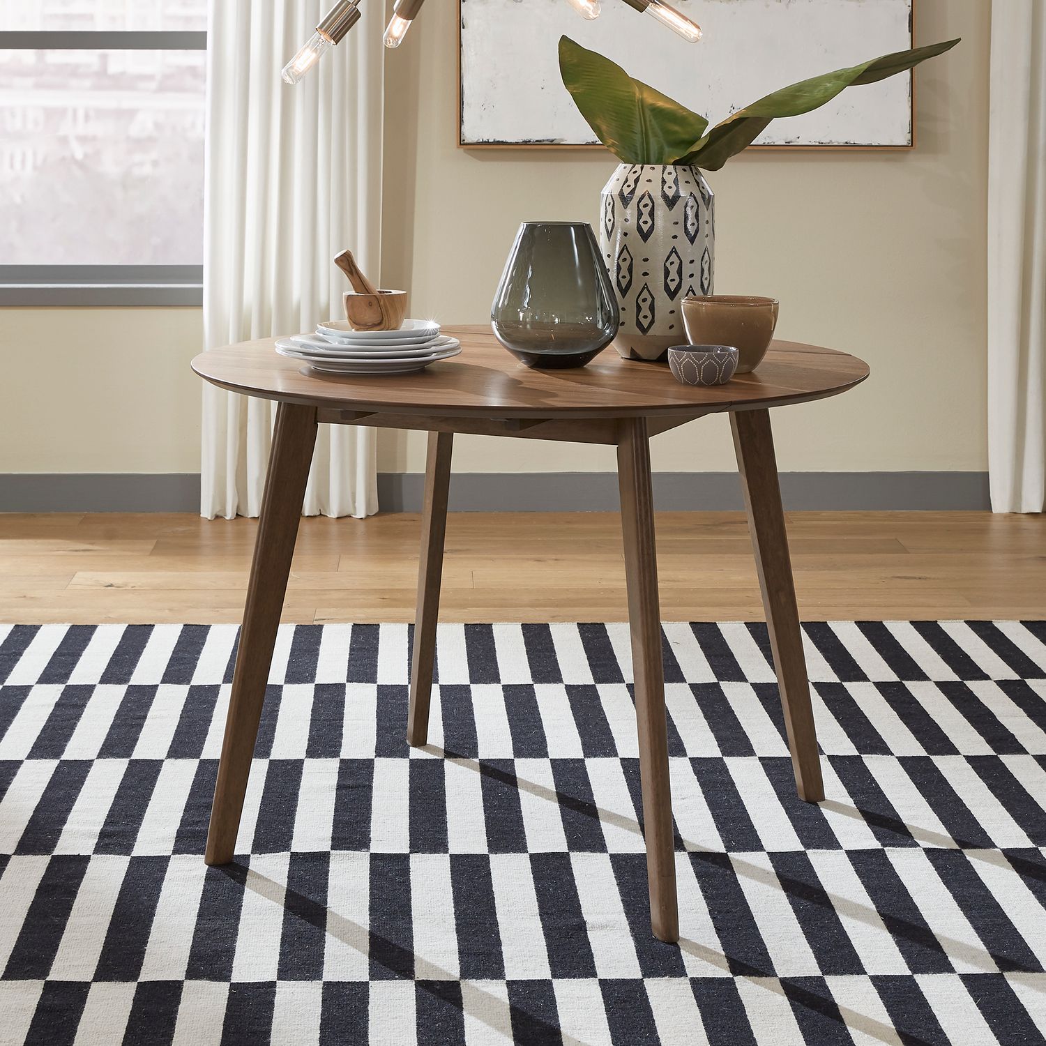 Round Drop Leaf Dining Set | Space Savers Walnut