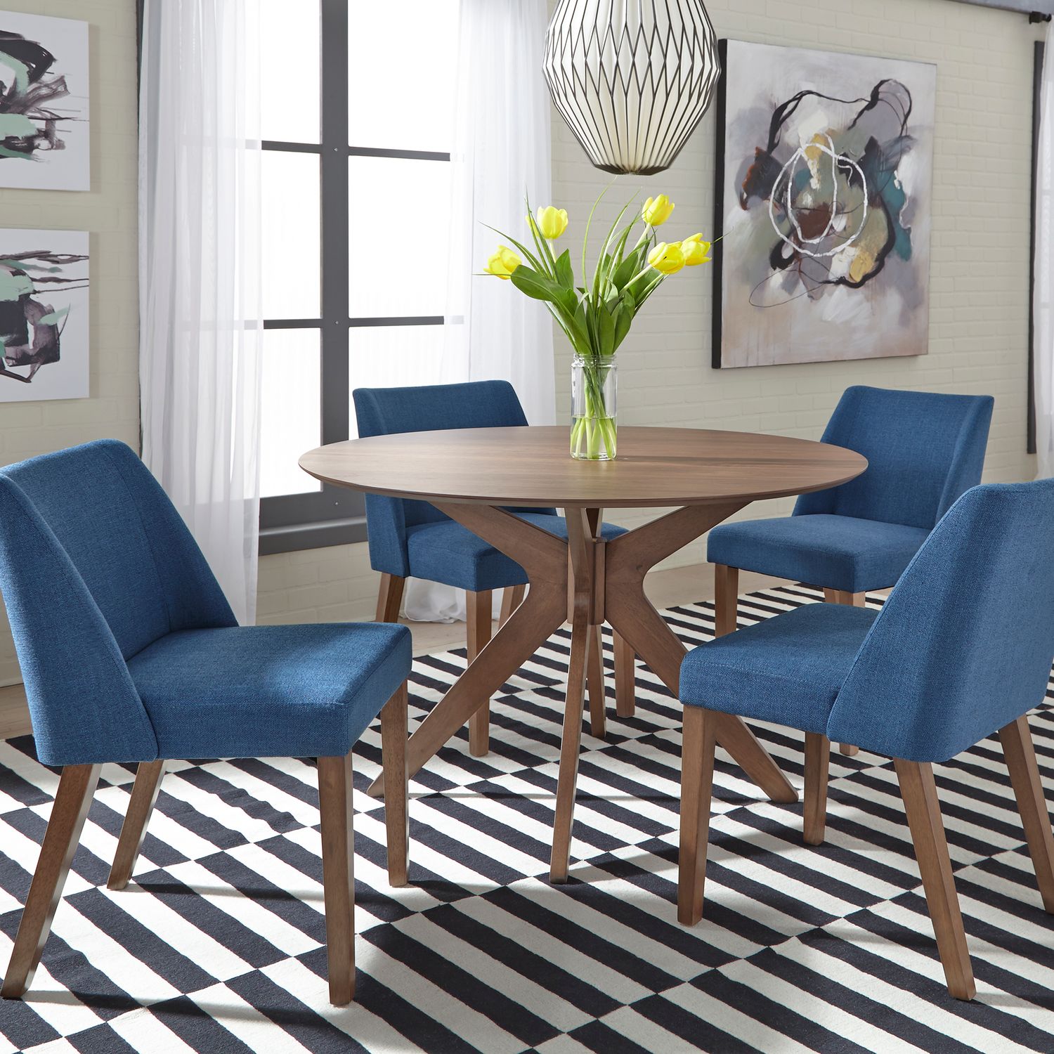 Triangle Dining Set | Space Savers Modern Walnut