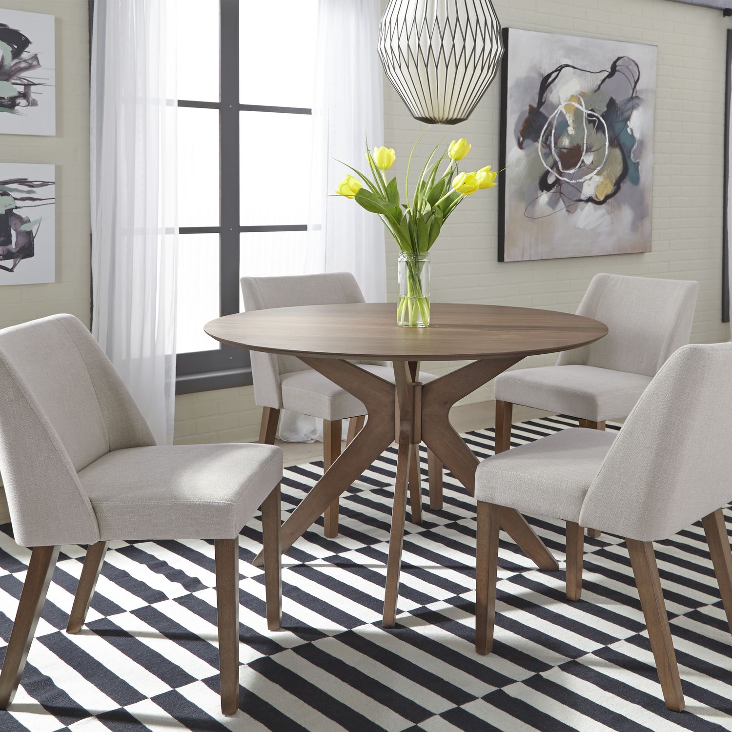 Round Drop Leaf Dining Set | Space Savers Walnut