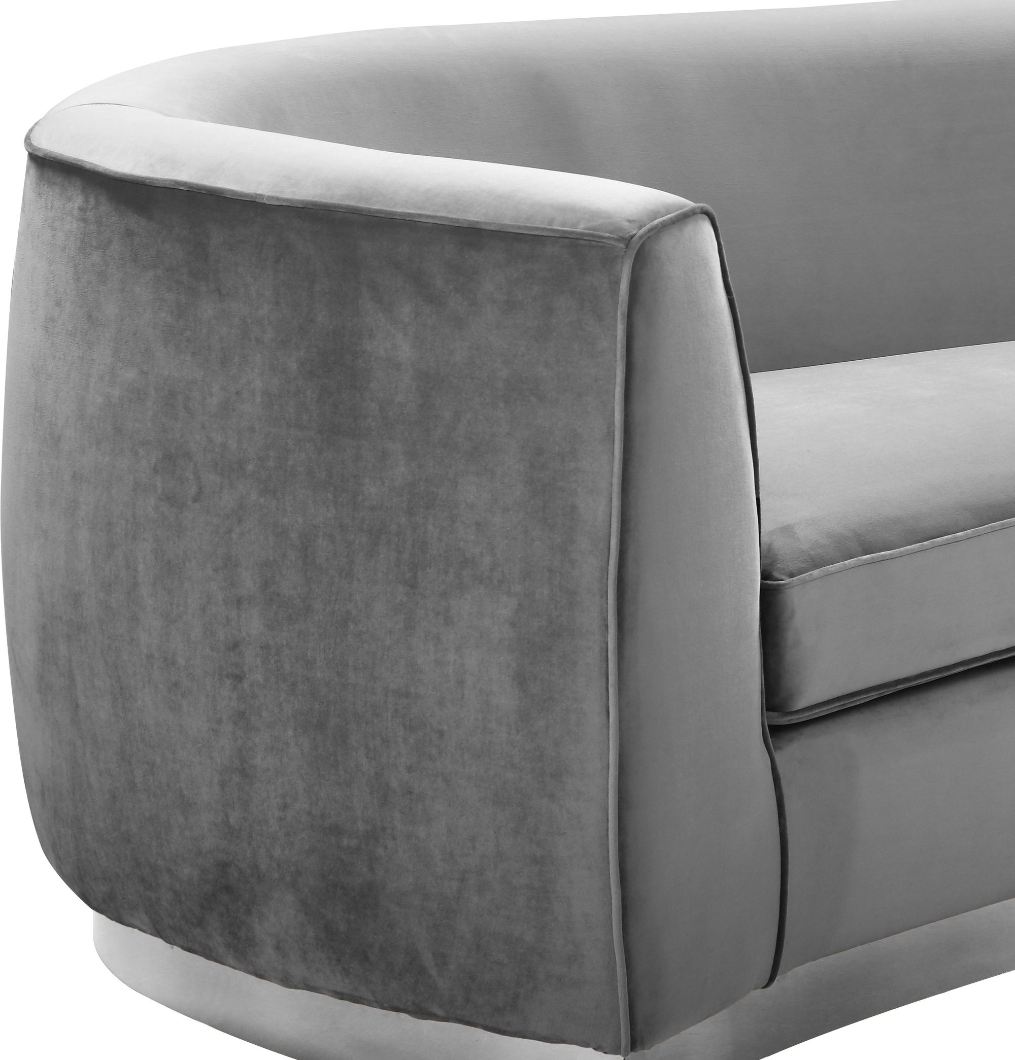 Julian Velvet Loveseat with Chrome Stainless Steel Base