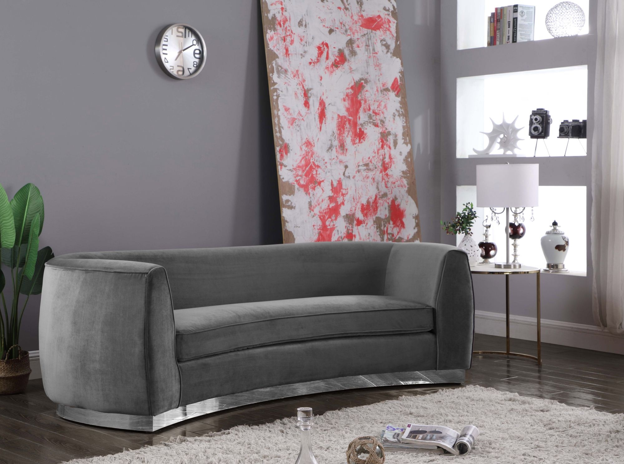 Julian Velvet Sofa with Stainless Steel Base