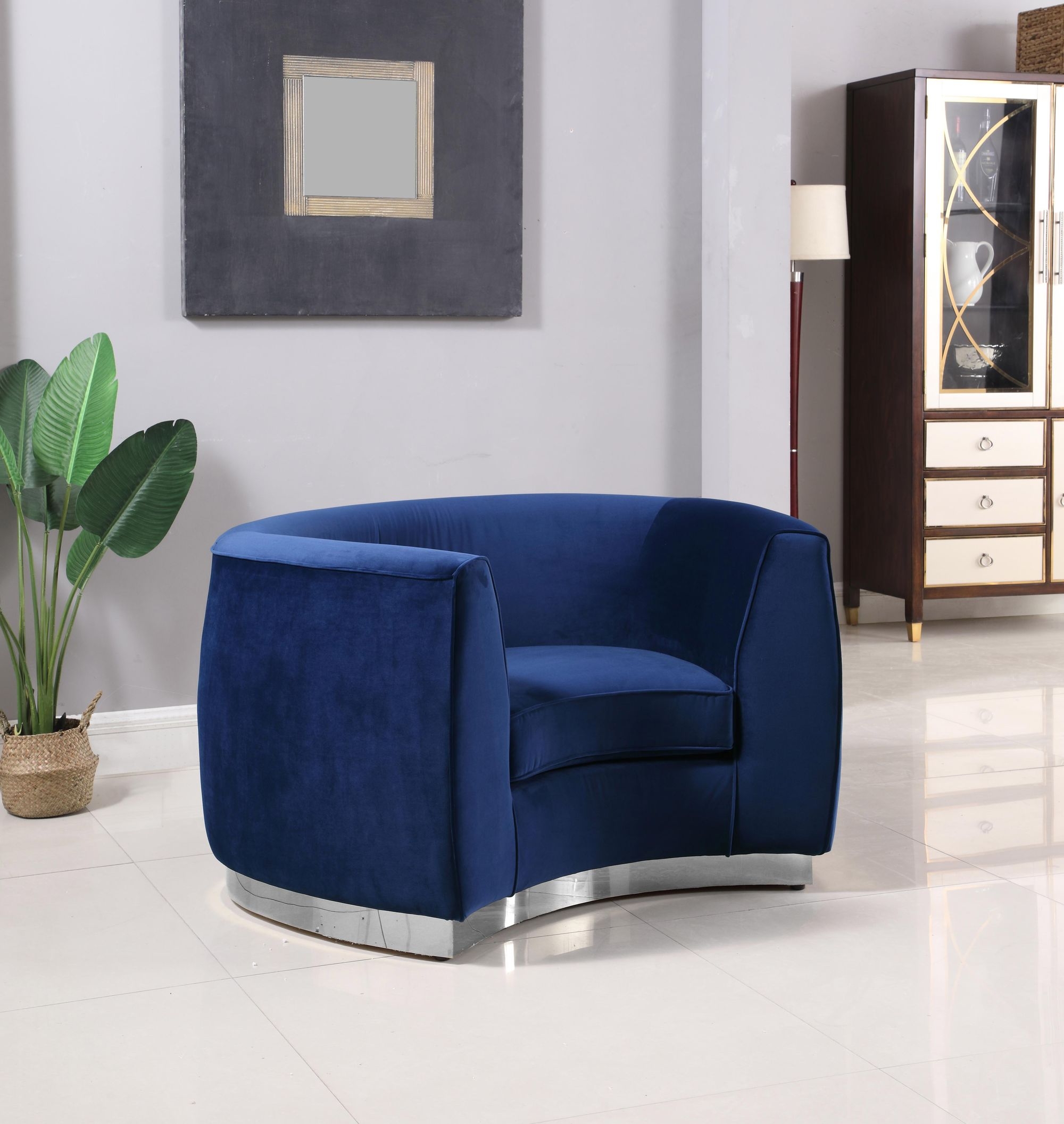 Julian Velvet Chair with Stainless Steel Base