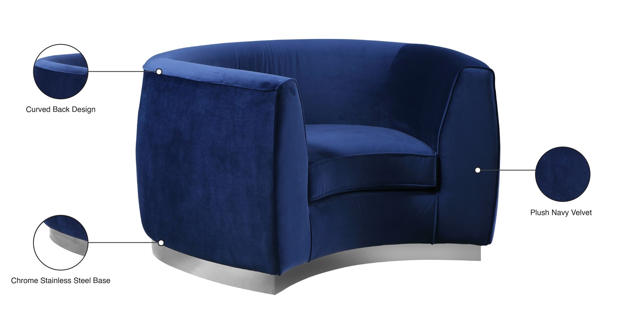 Julian Velvet Chair with Stainless Steel Base