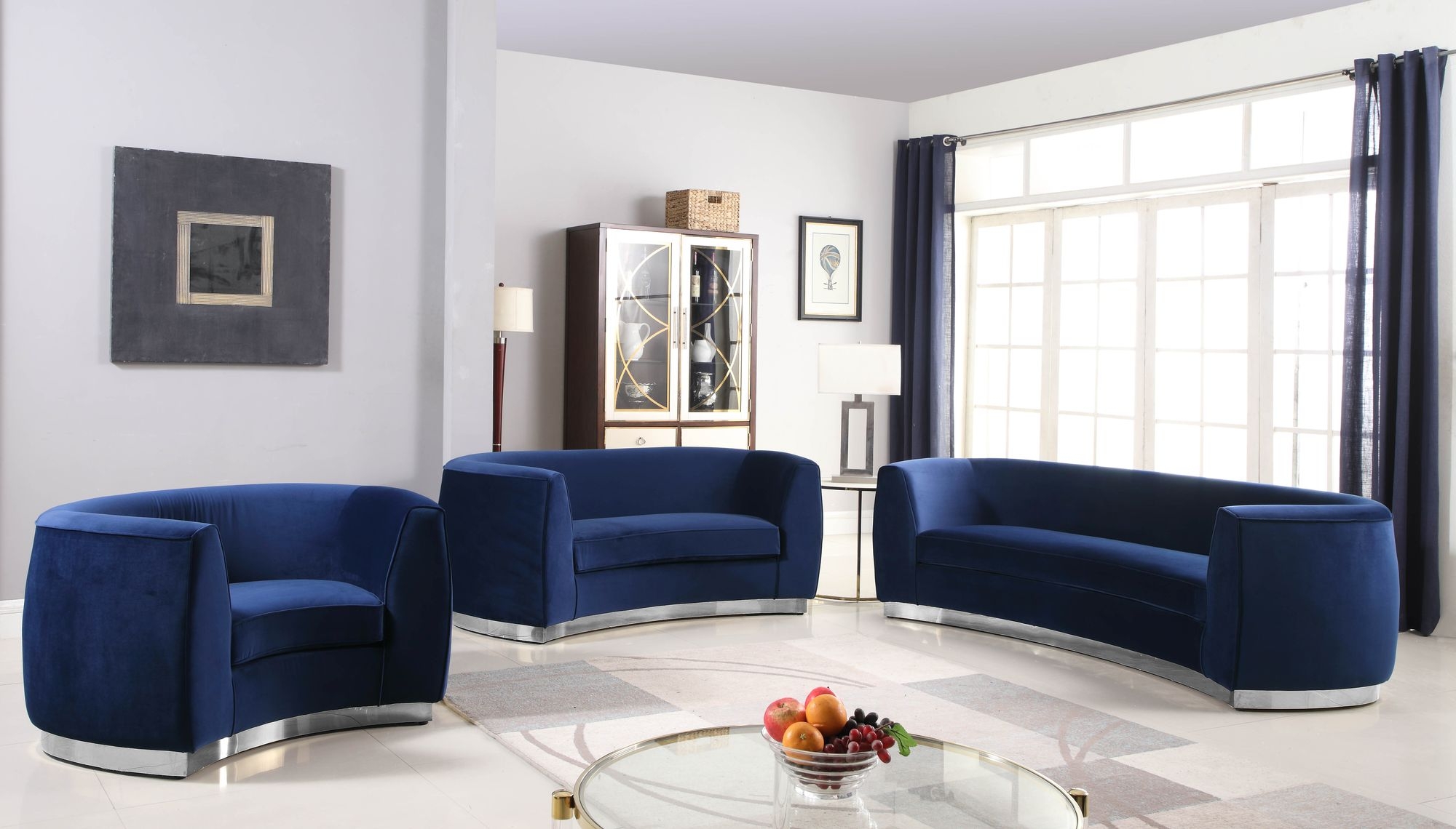 Julian Velvet Sofa with Stainless Steel Base