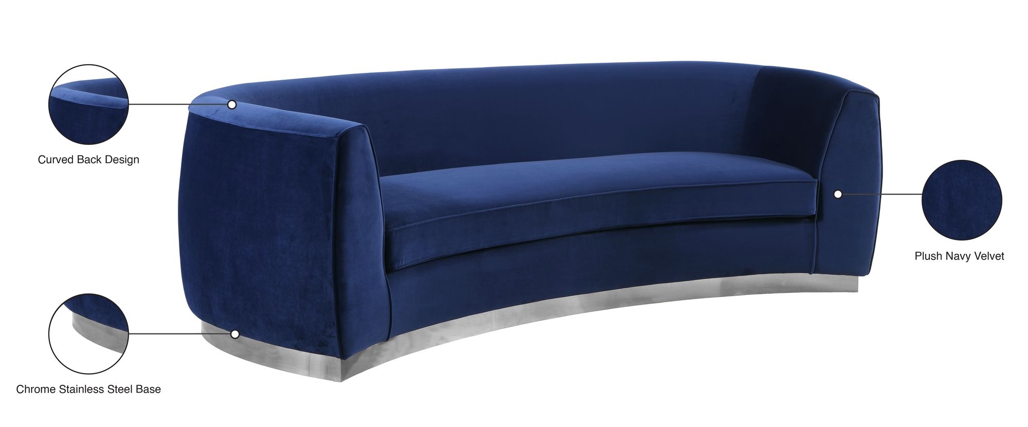 Julian Velvet Sofa with Stainless Steel Base