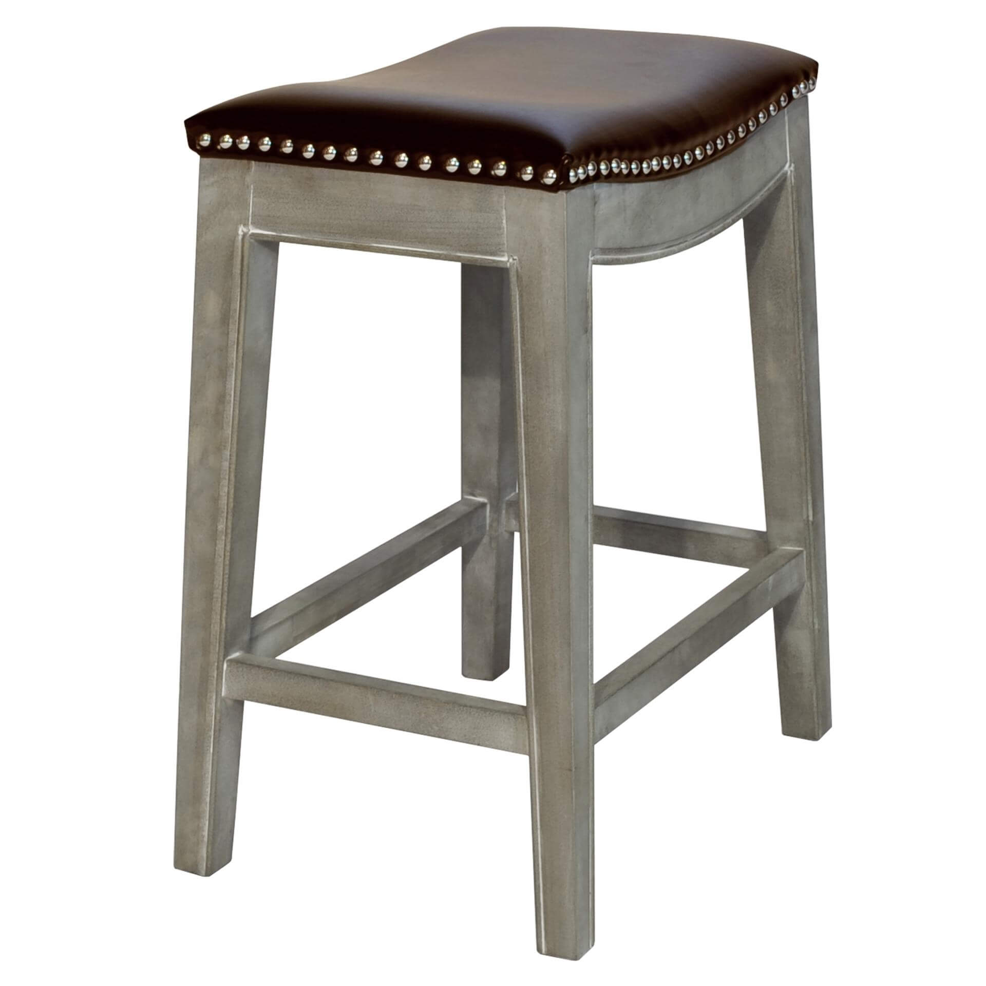 Elmo Bonded Leather Counter Stool, Mystique Gray Legs