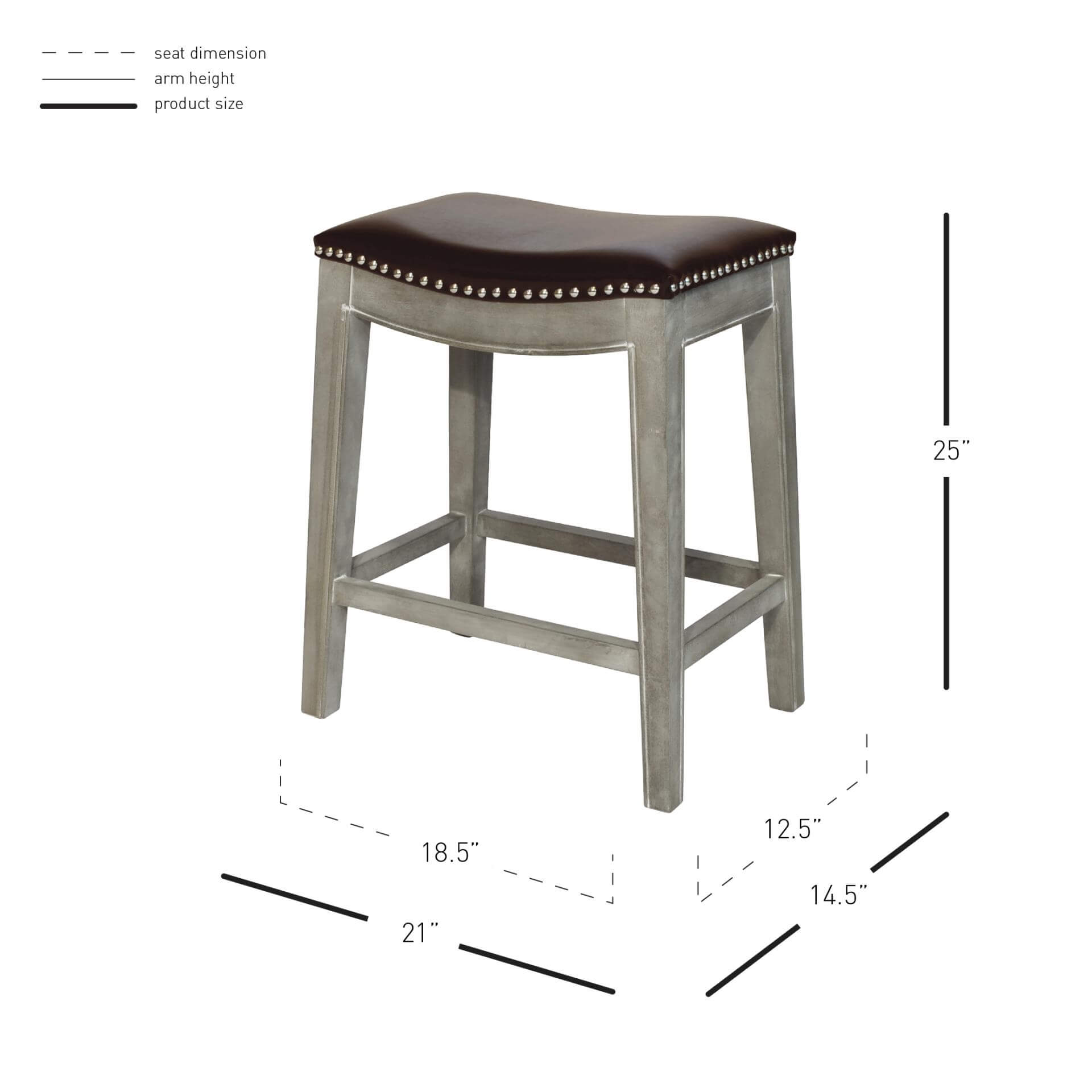 Elmo Bonded Leather Counter Stool, Mystique Gray Legs