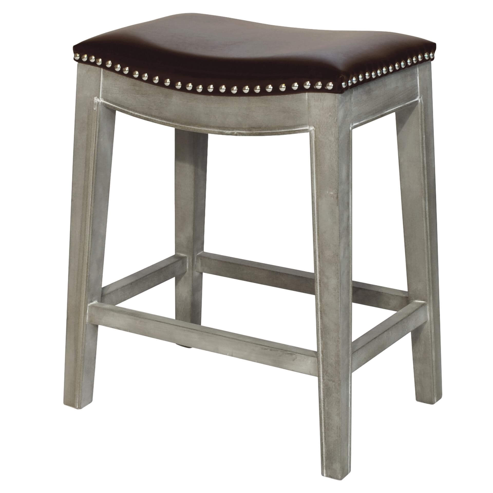 Elmo Bonded Leather Counter Stool, Mystique Gray Legs
