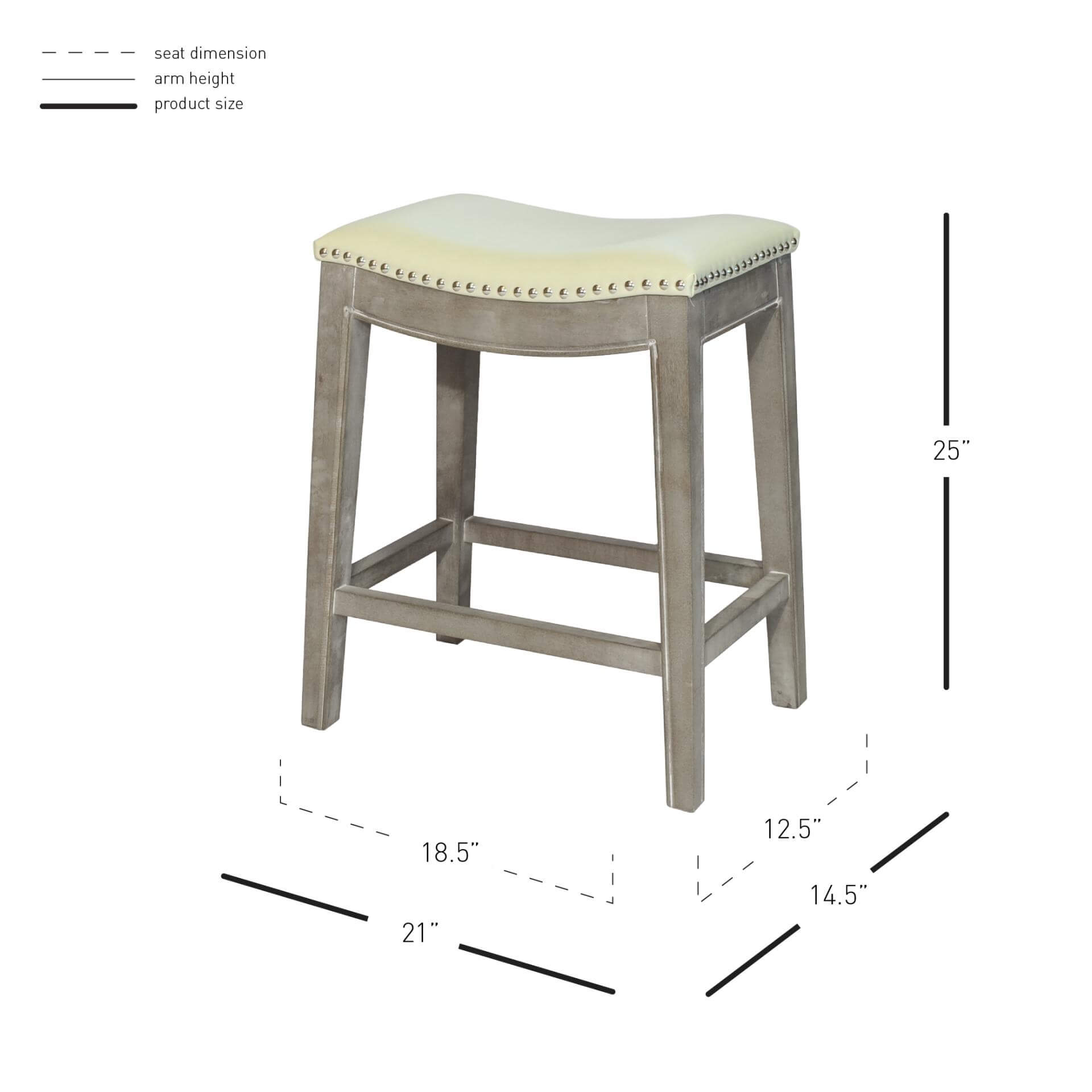 Elmo Bonded Leather Counter Stool, Mystique Gray Legs