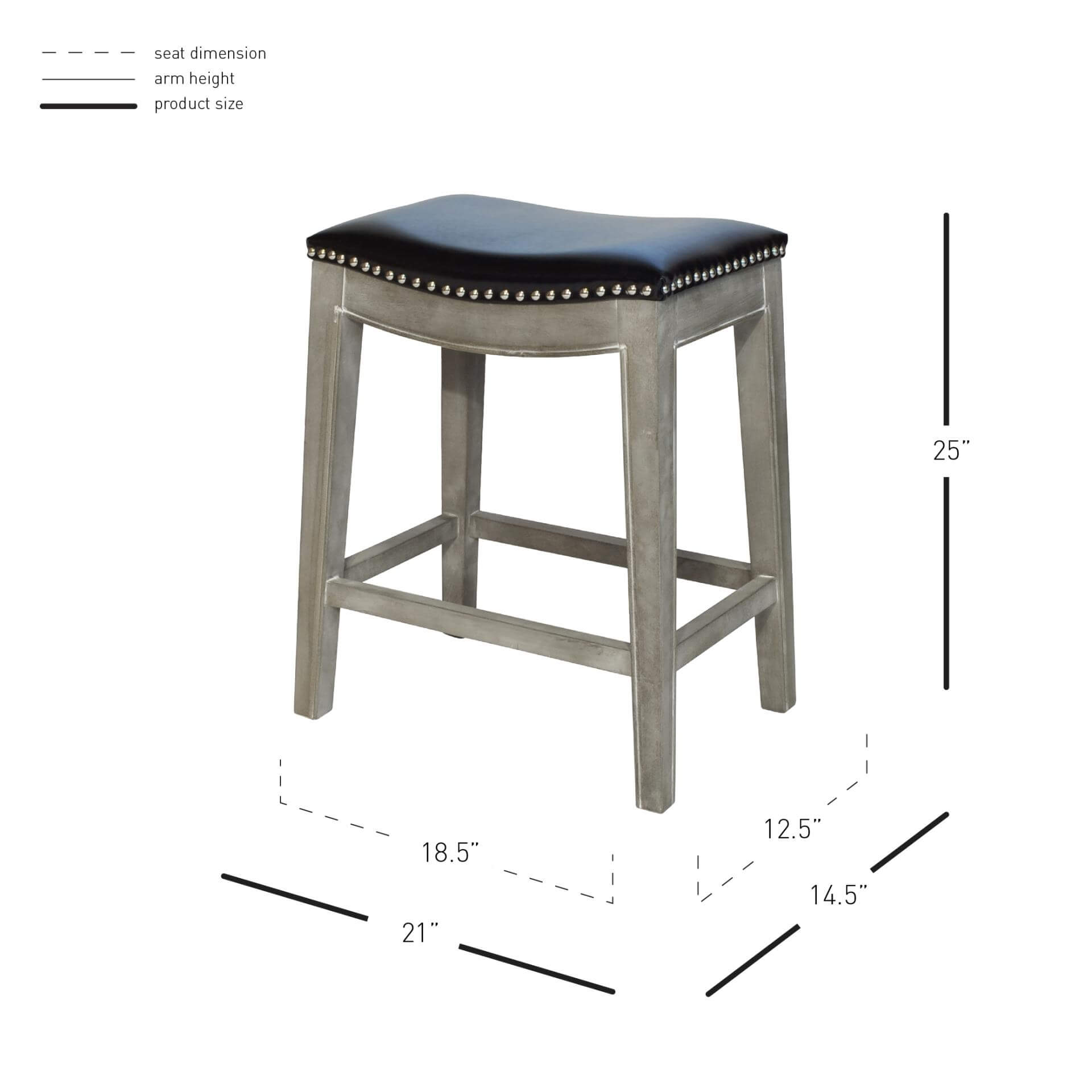Elmo Bonded Leather Counter Stool, Mystique Gray Legs