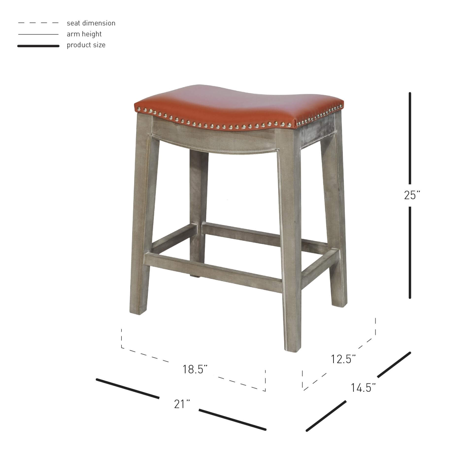 Elmo Bonded Leather Counter Stool, Mystique Gray Legs