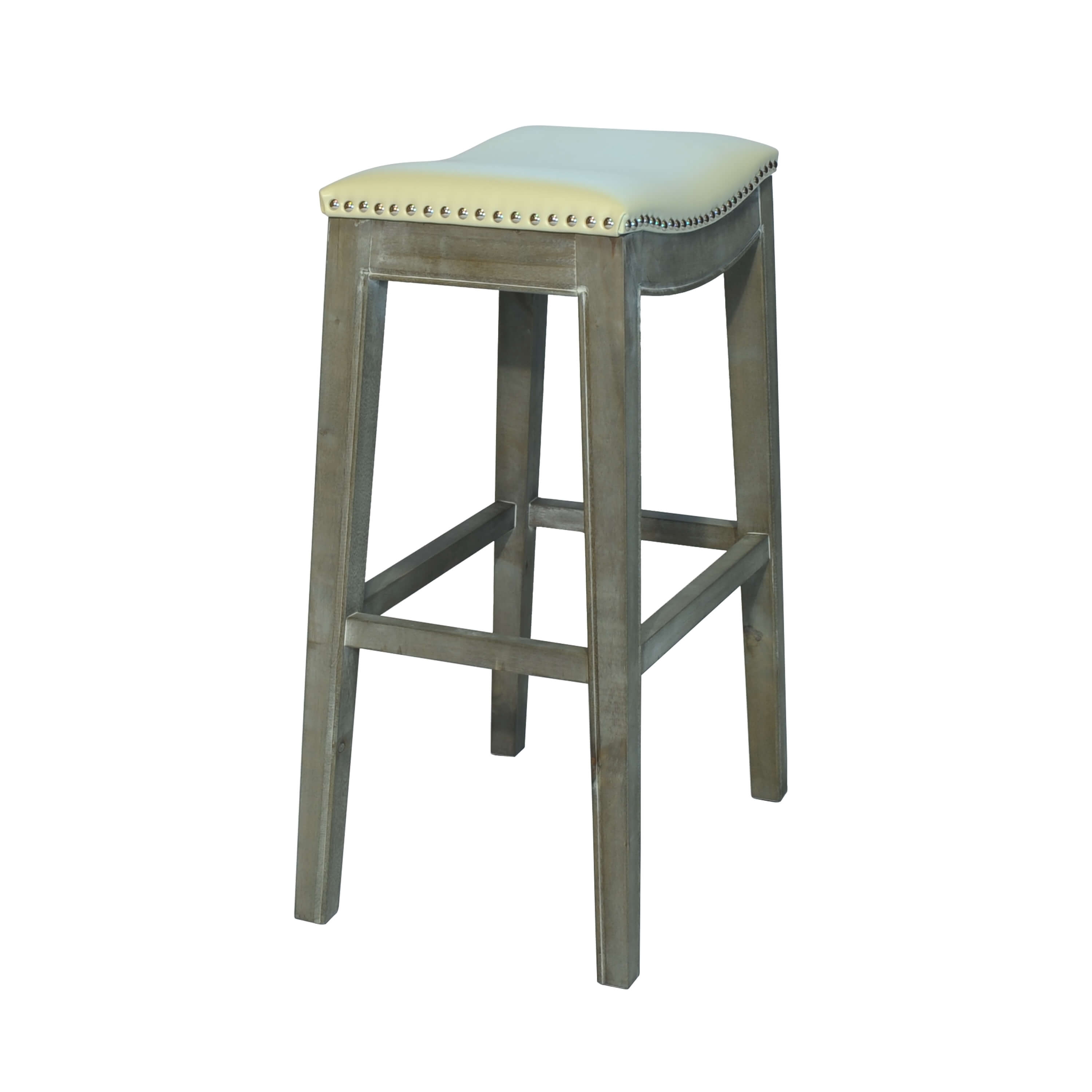 Elmo Bonded Leather Bar Stool, Mystique Gray Legs