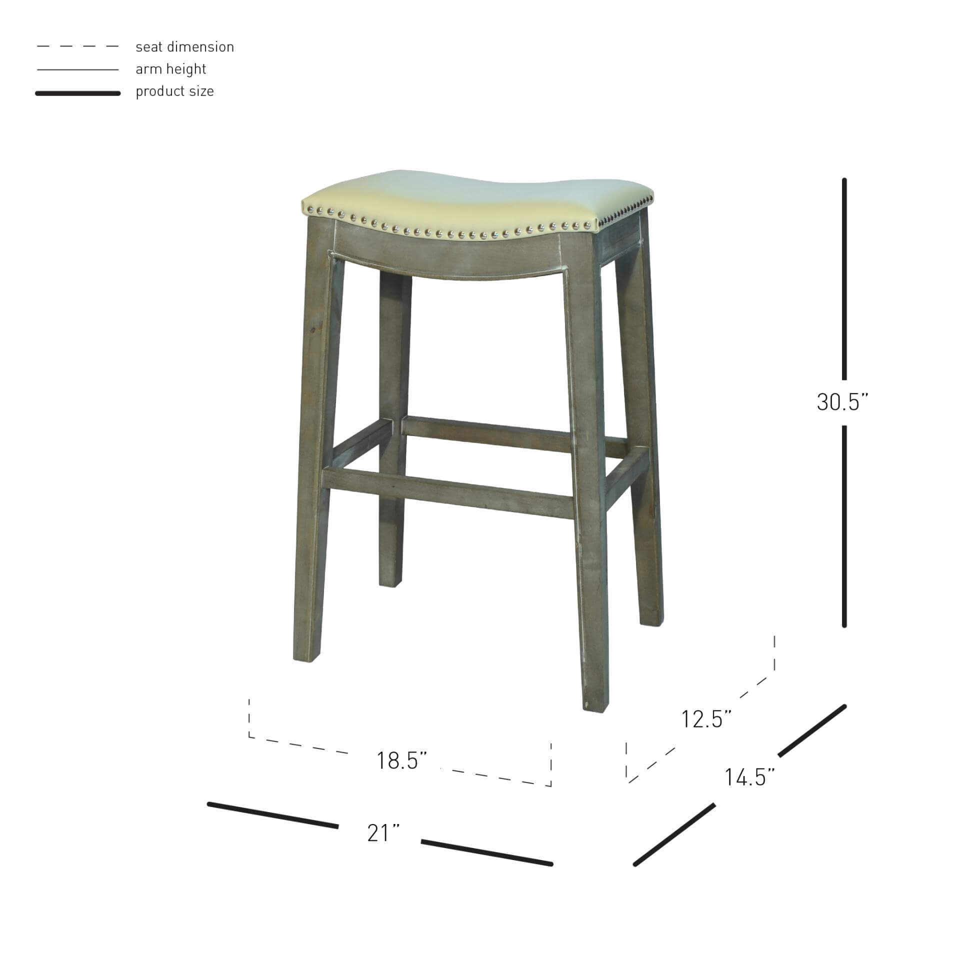 Elmo Bonded Leather Bar Stool, Mystique Gray Legs