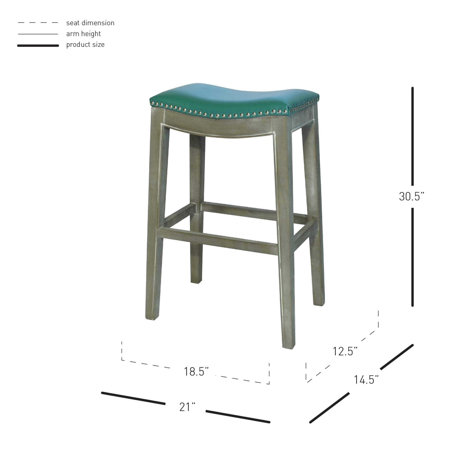 Elmo Bonded Leather Bar Stool, Mystique Gray Legs