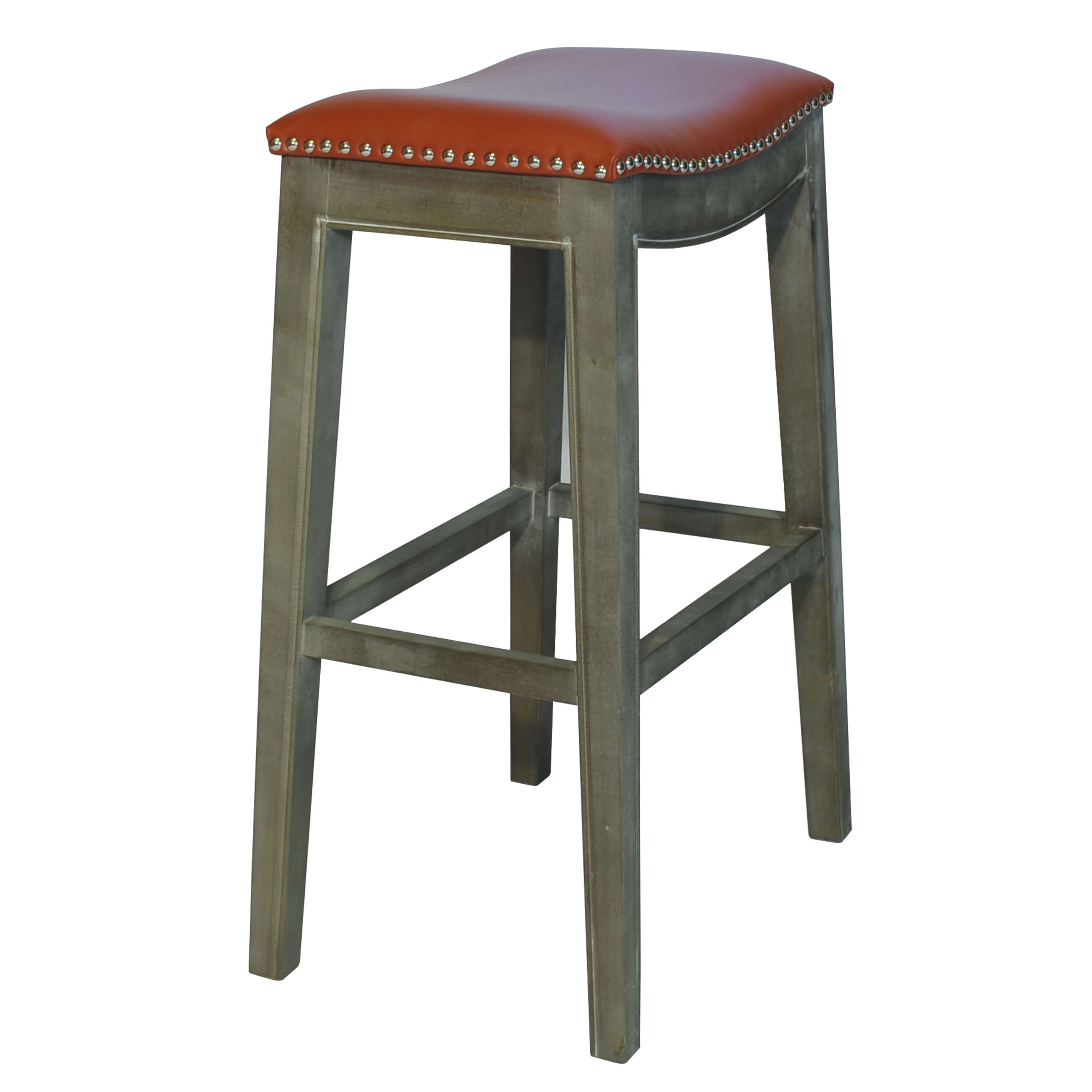 Elmo Bonded Leather Bar Stool, Mystique Gray Legs