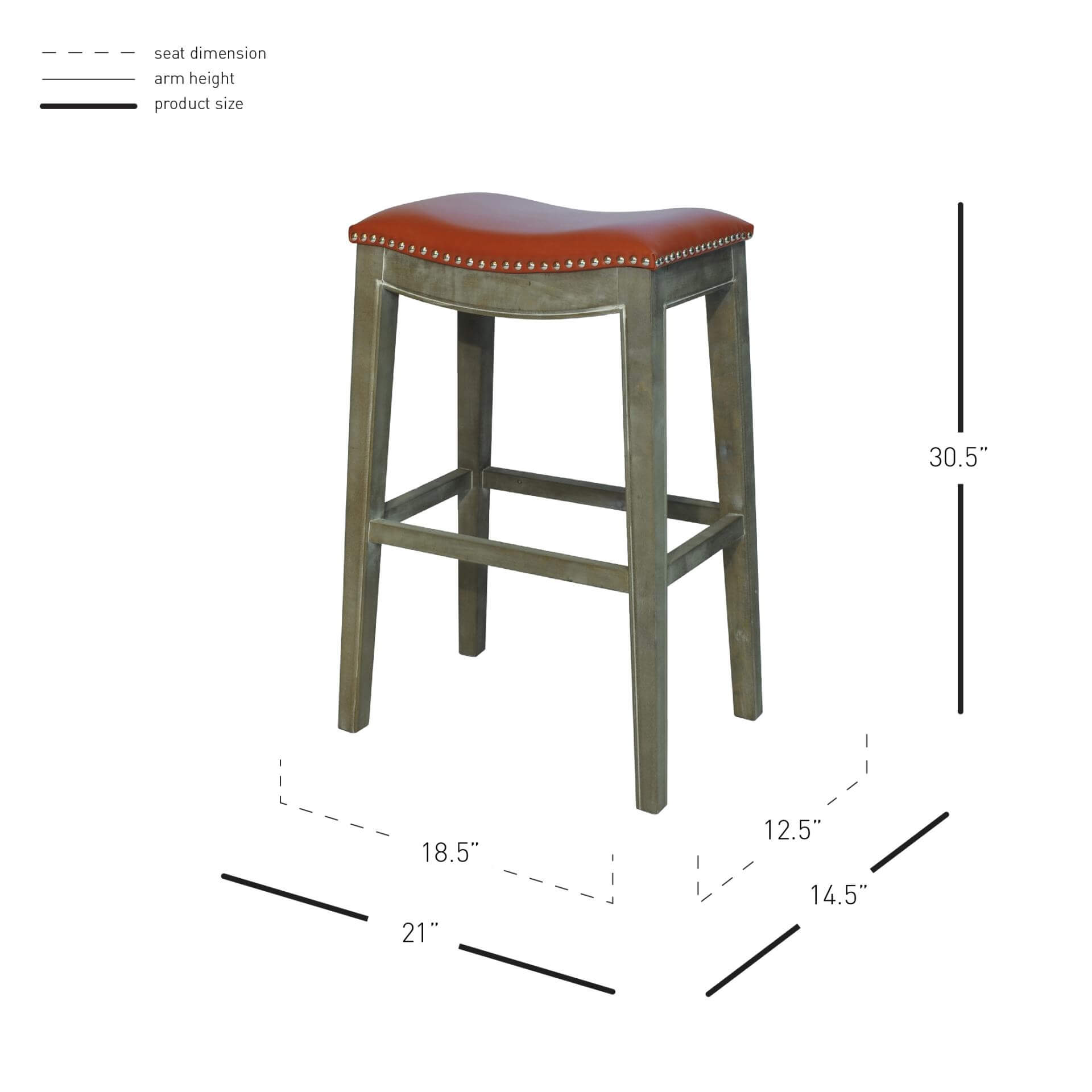 Elmo Bonded Leather Bar Stool, Mystique Gray Legs