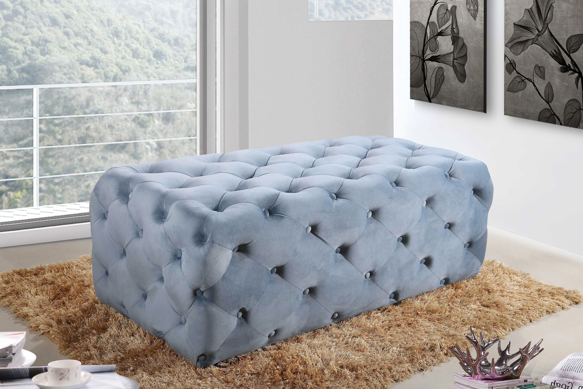 Casey Velvet Ottoman/Bench